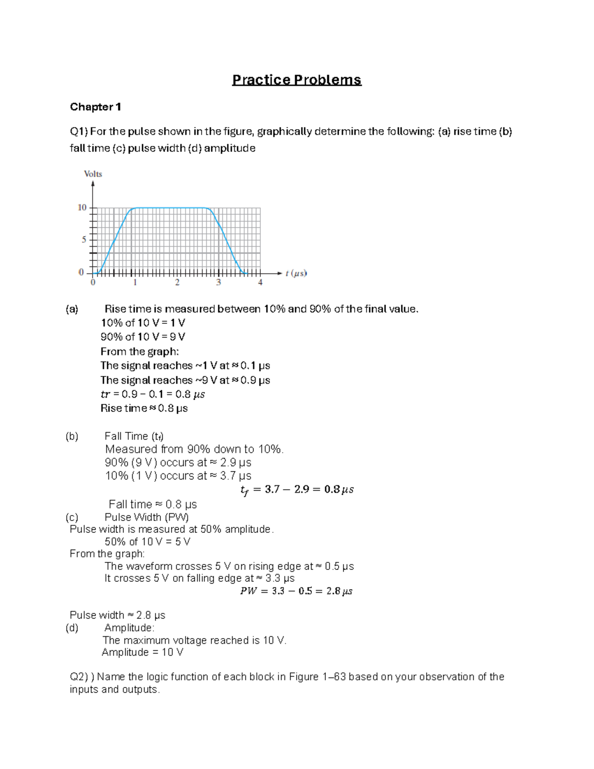 Practice Problems for Digital Logic - Chapter 1 to 6 - Studocu