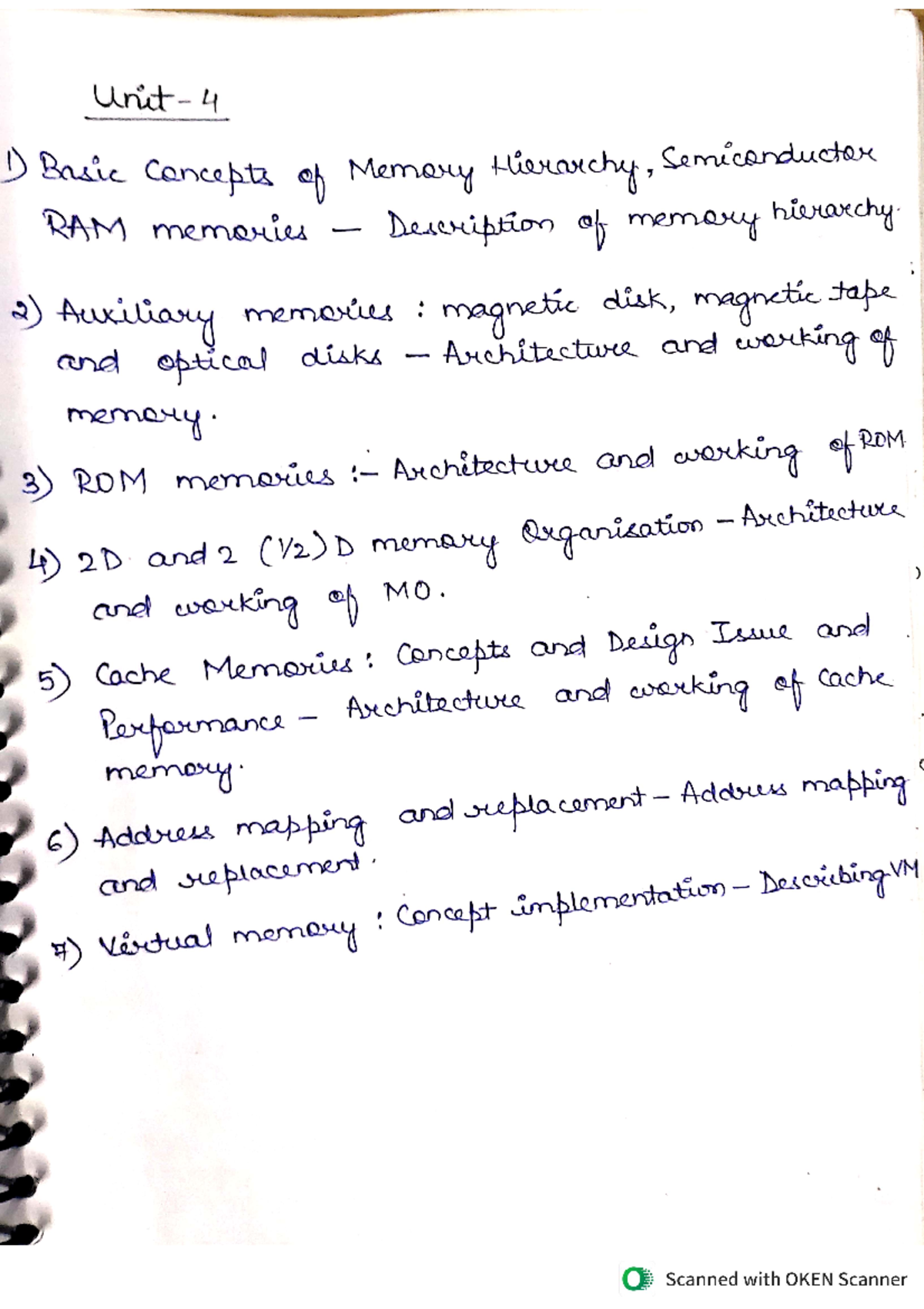 Unit 4 COA Study Guide and Notes - 4 1) Basic concepts of Memory ...