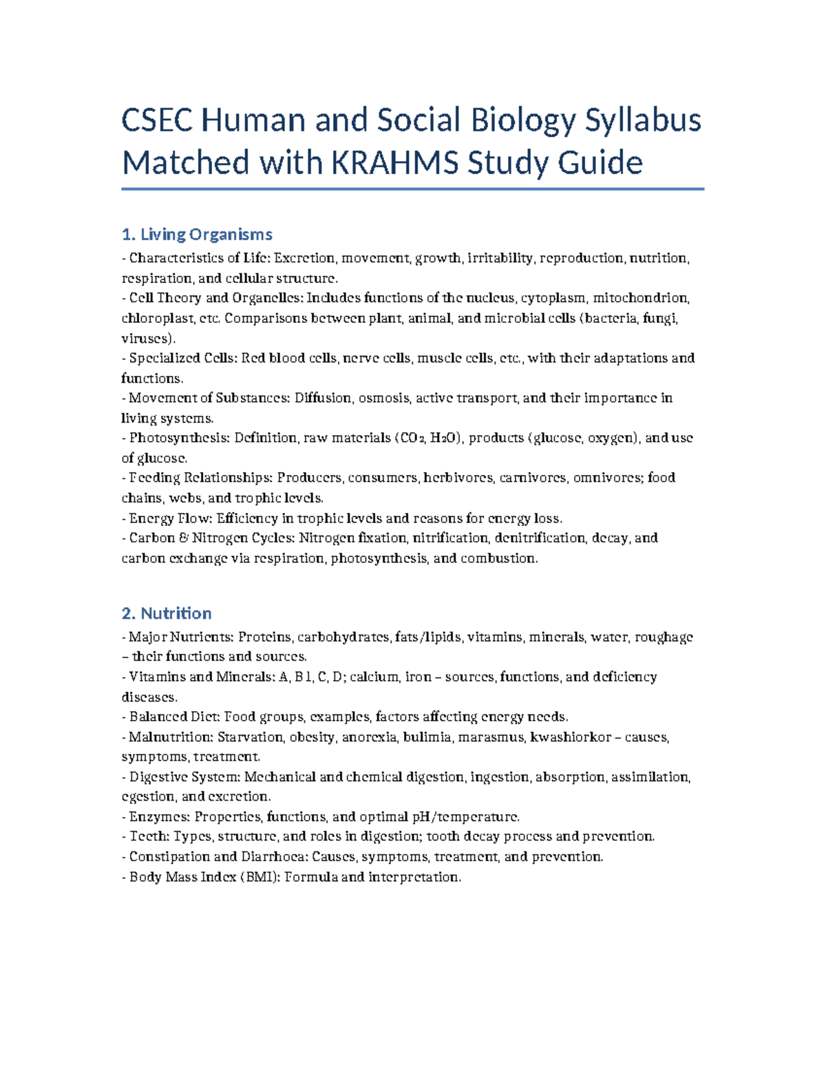 CSEC HSB Syllabus Krahms Detailed Alignment - CSEC Human and Social ...