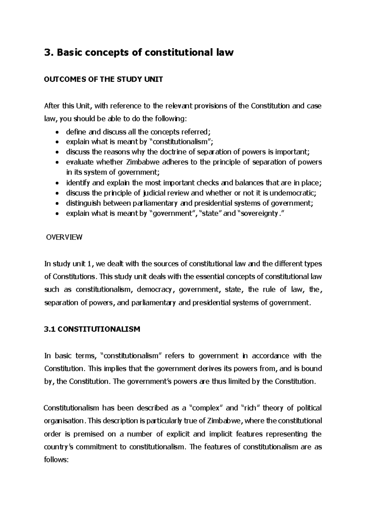 3. Basic Concepts of Constitutional Law (CAL) - Key Principles and ...