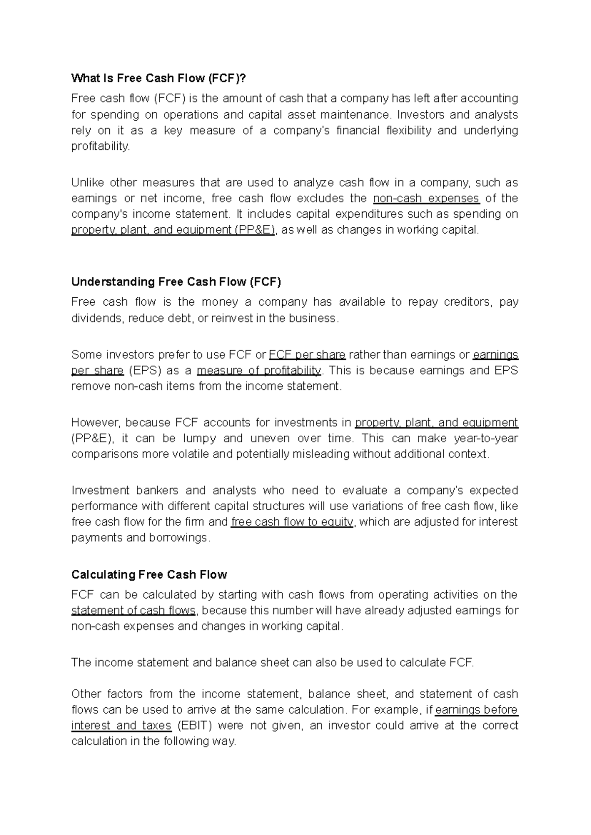Free Cash Flow (FCF) Explained: Importance & Calculation - Studocu
