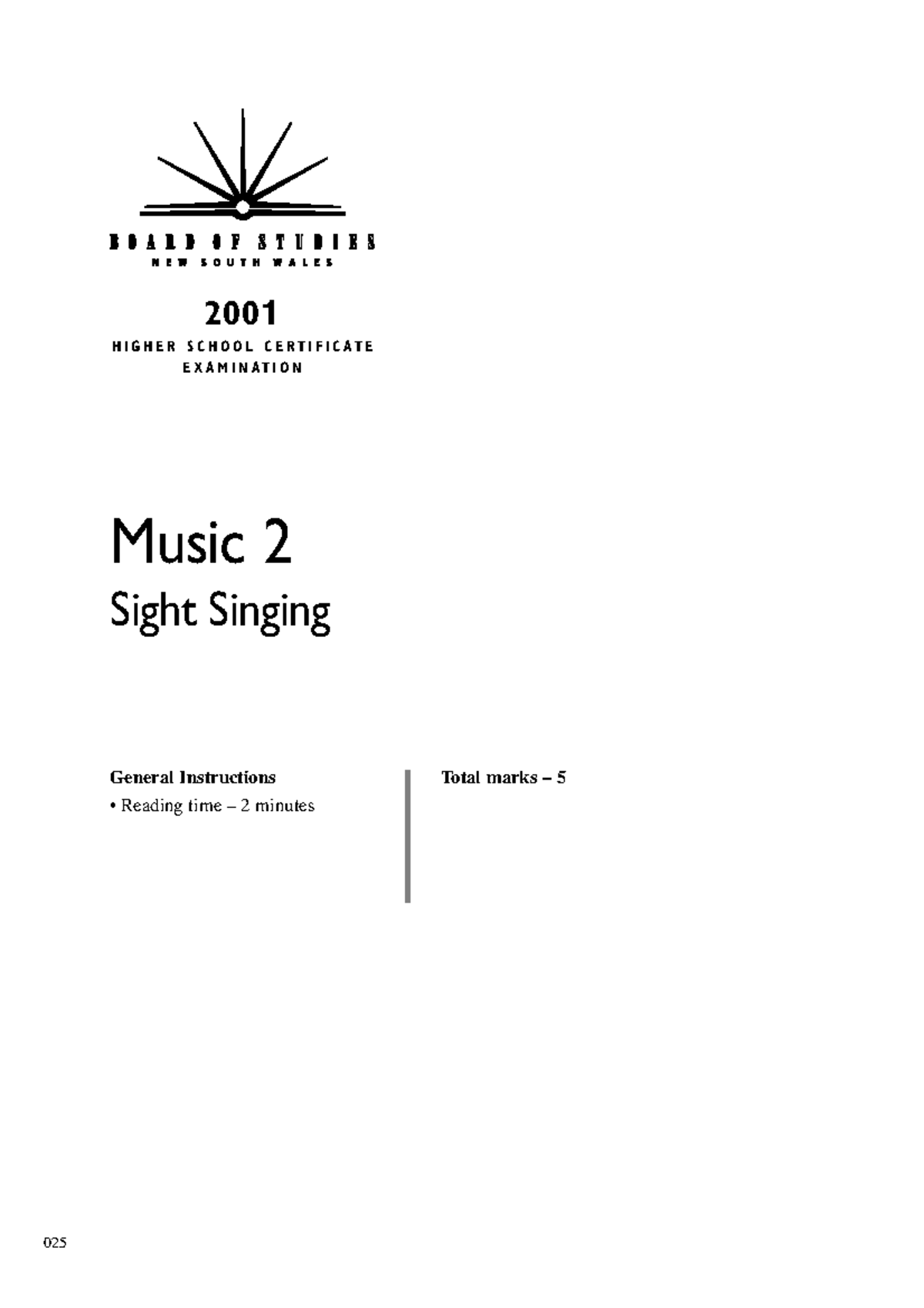 HSC Music 2 Sight Singing Examples (2001-2023) - Studocu