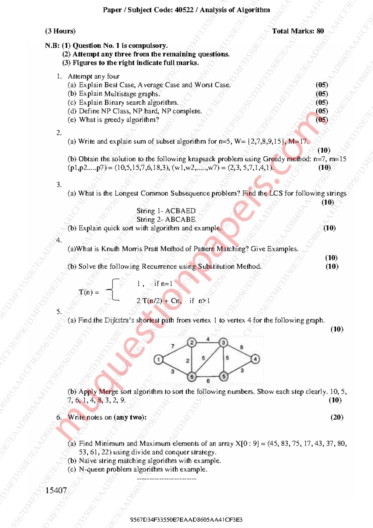 AOA 40522 Final Exam Notes - Analysis of Algorithms (Dec 22) - Studocu