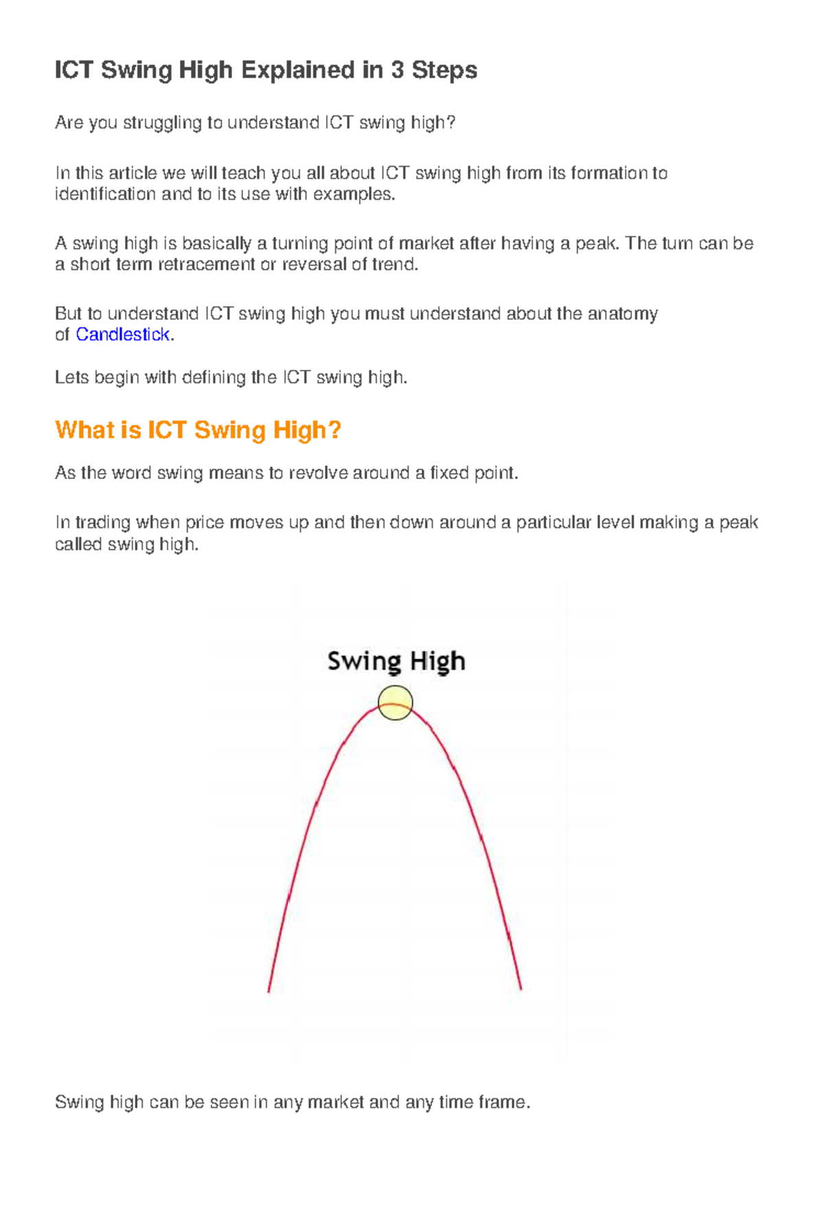 ICT Swing High: Understanding Formation & Identification Guide - Studocu