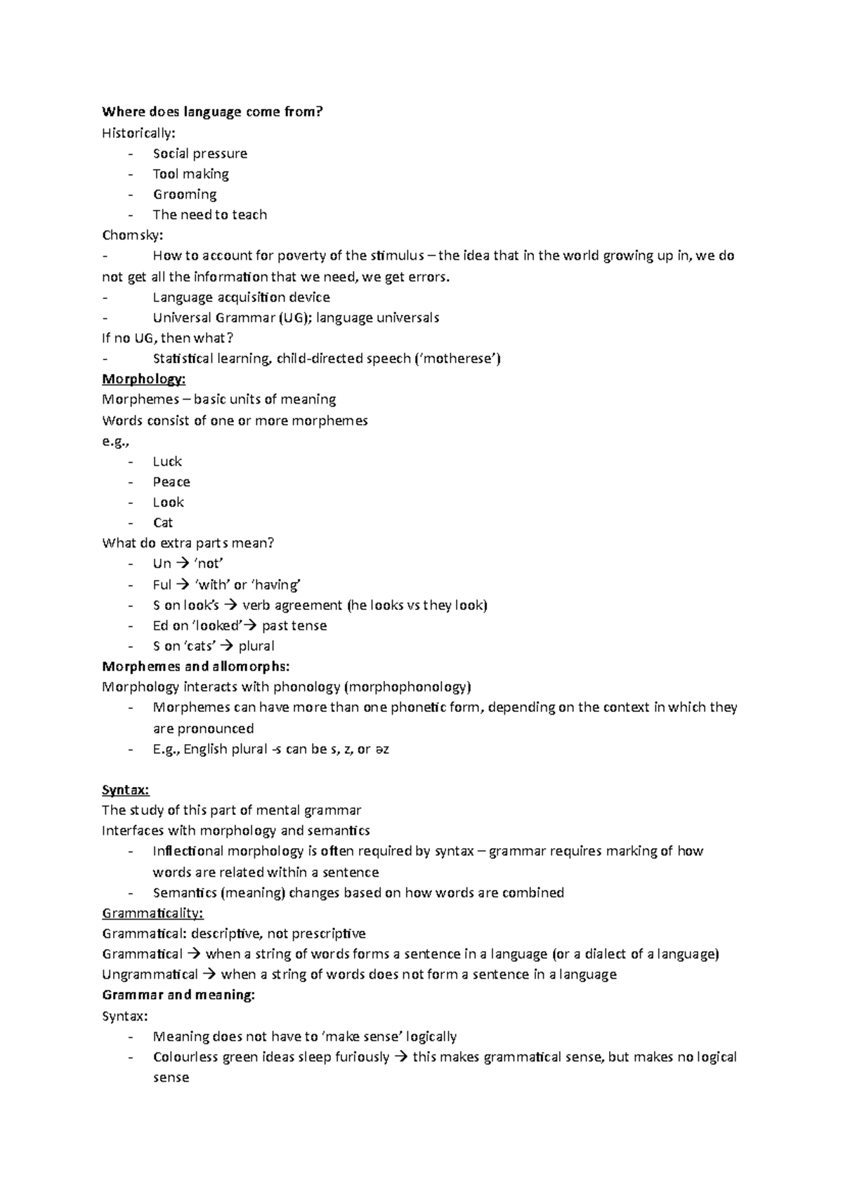 BEHV3019 - Week 1 Lecture & Tutorial Notes on Language Origins and ...