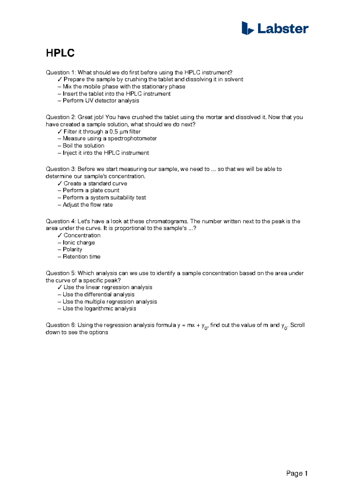Questions-hplc - chromatography - HPLC Question 1: What should we do ...