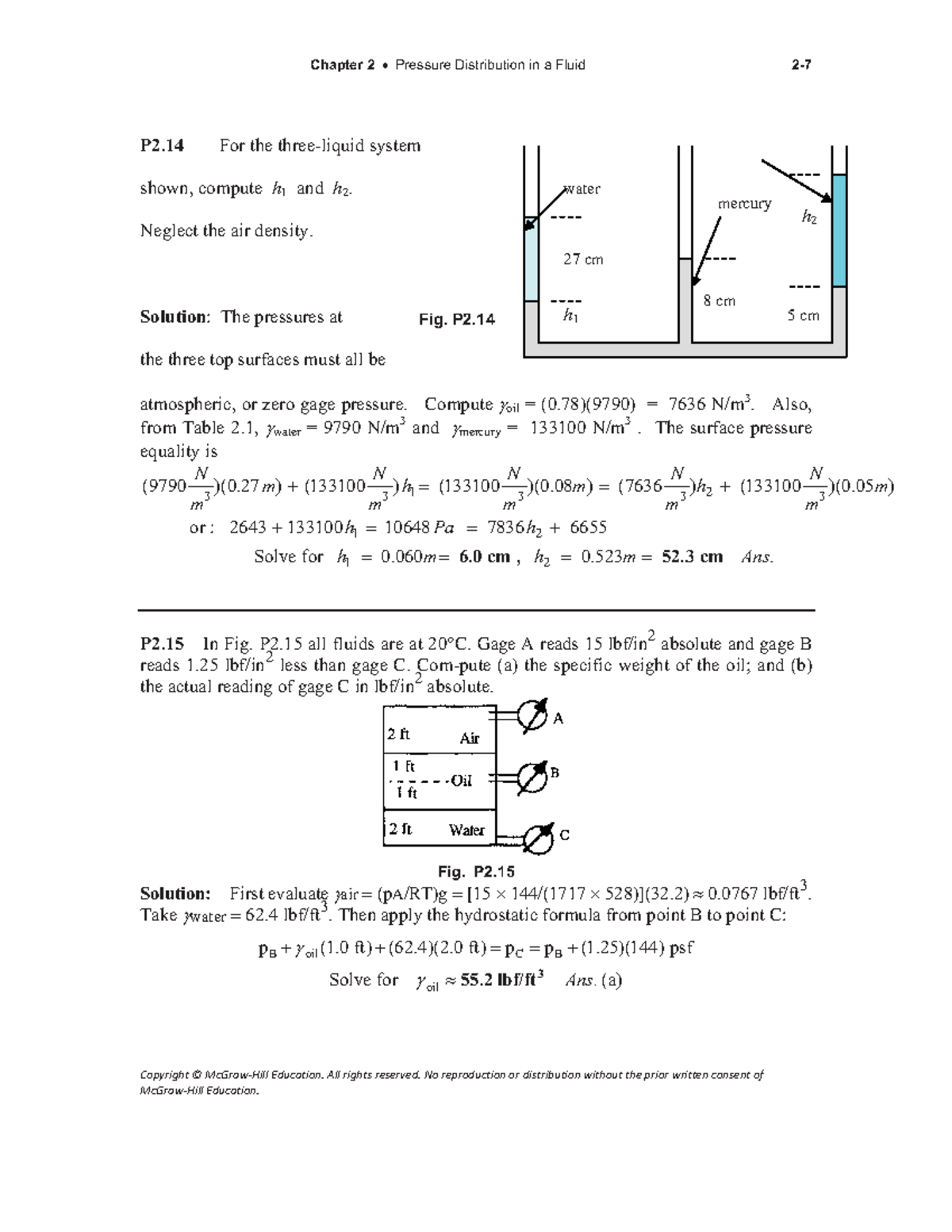 ME360 Chapter 2 - Pressure Distribution in Fluids Solutions - Studocu