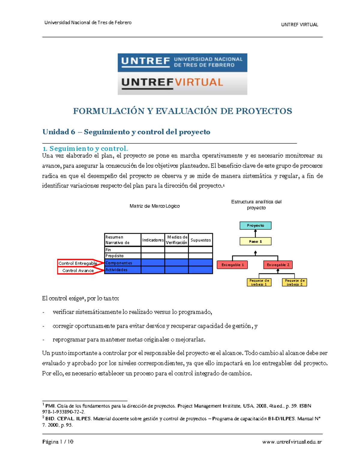 UNTREF VIRTUAL: Formulación y Evaluación de Proyectos - Unidad 6 - Studocu