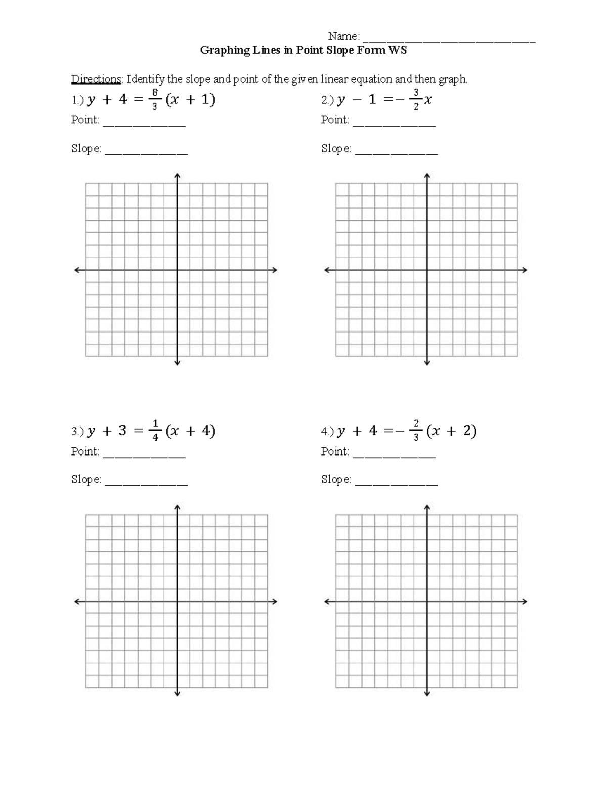 11 - Graphing lines - Name: _____________________________ Graphing ...