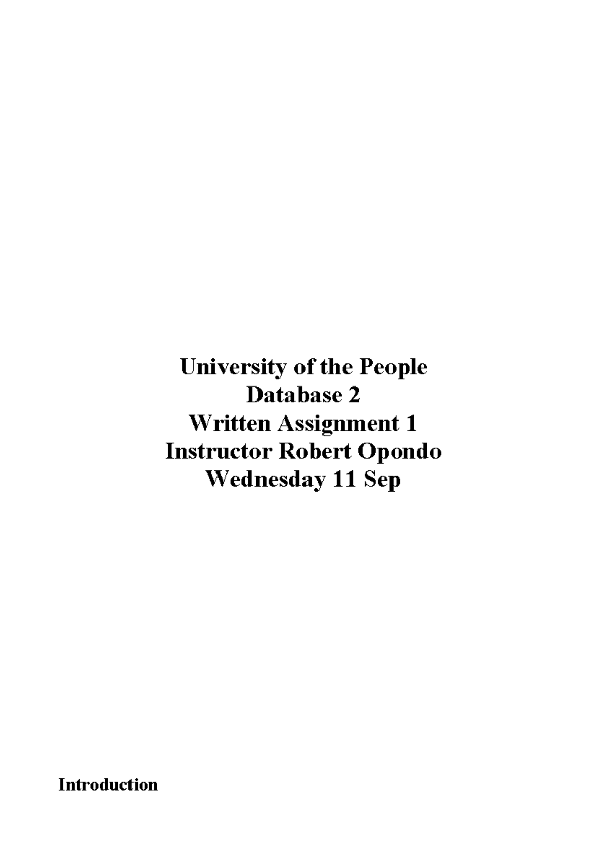 UoPeople DB2 Written Assignment 1: Car Insurance Database Design - Studocu