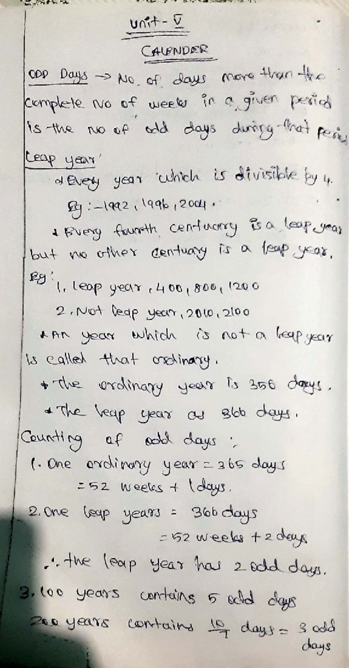 Maths Unit 5: Leap Year Calculations and Financial Analysis Notes - Studocu