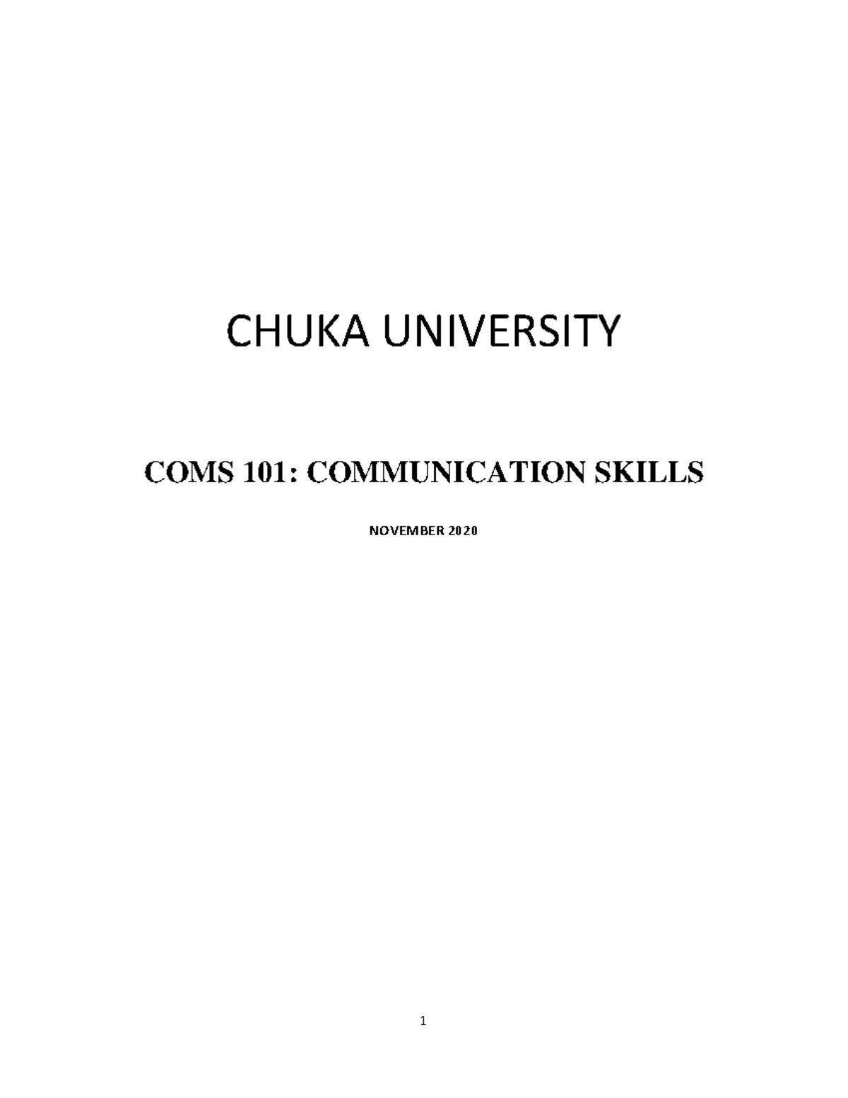 COMS 101 - Communication Skills Course Outline & Objectives (2020 ...