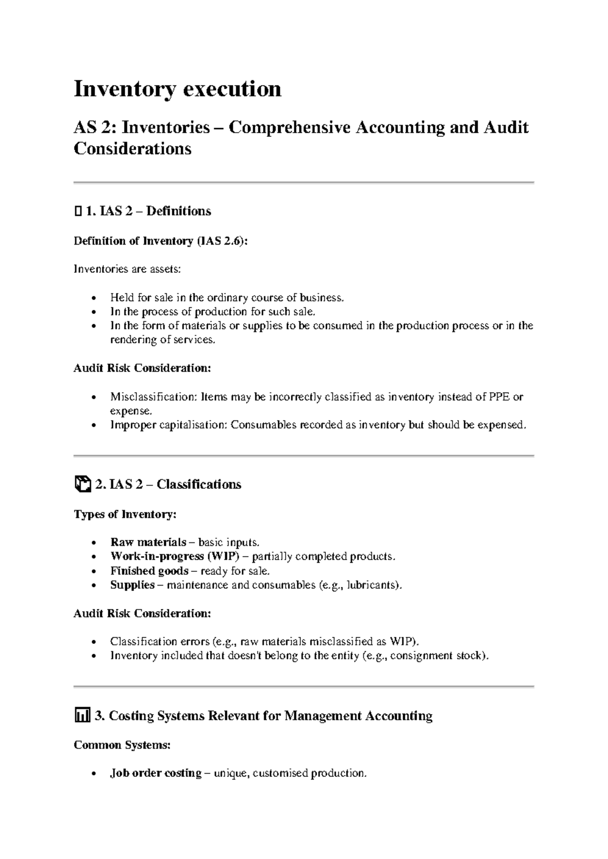 AS 2: Comprehensive Accounting & Audit Considerations for Inventories ...