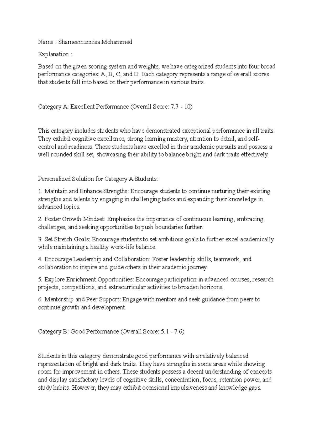 Performance Evaluation and Personalized Strategies for Students - Studocu