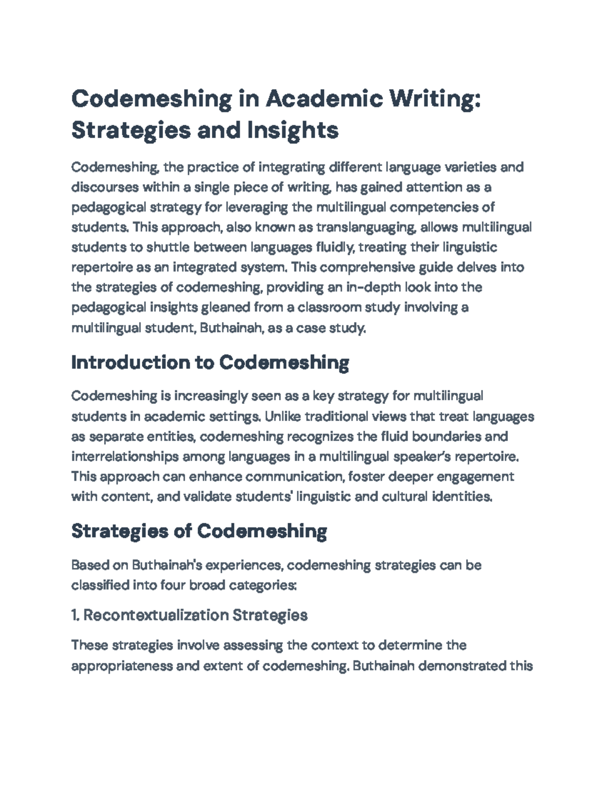 Strategies and Insights on Codemeshing in Academic Writing: A Guide ...