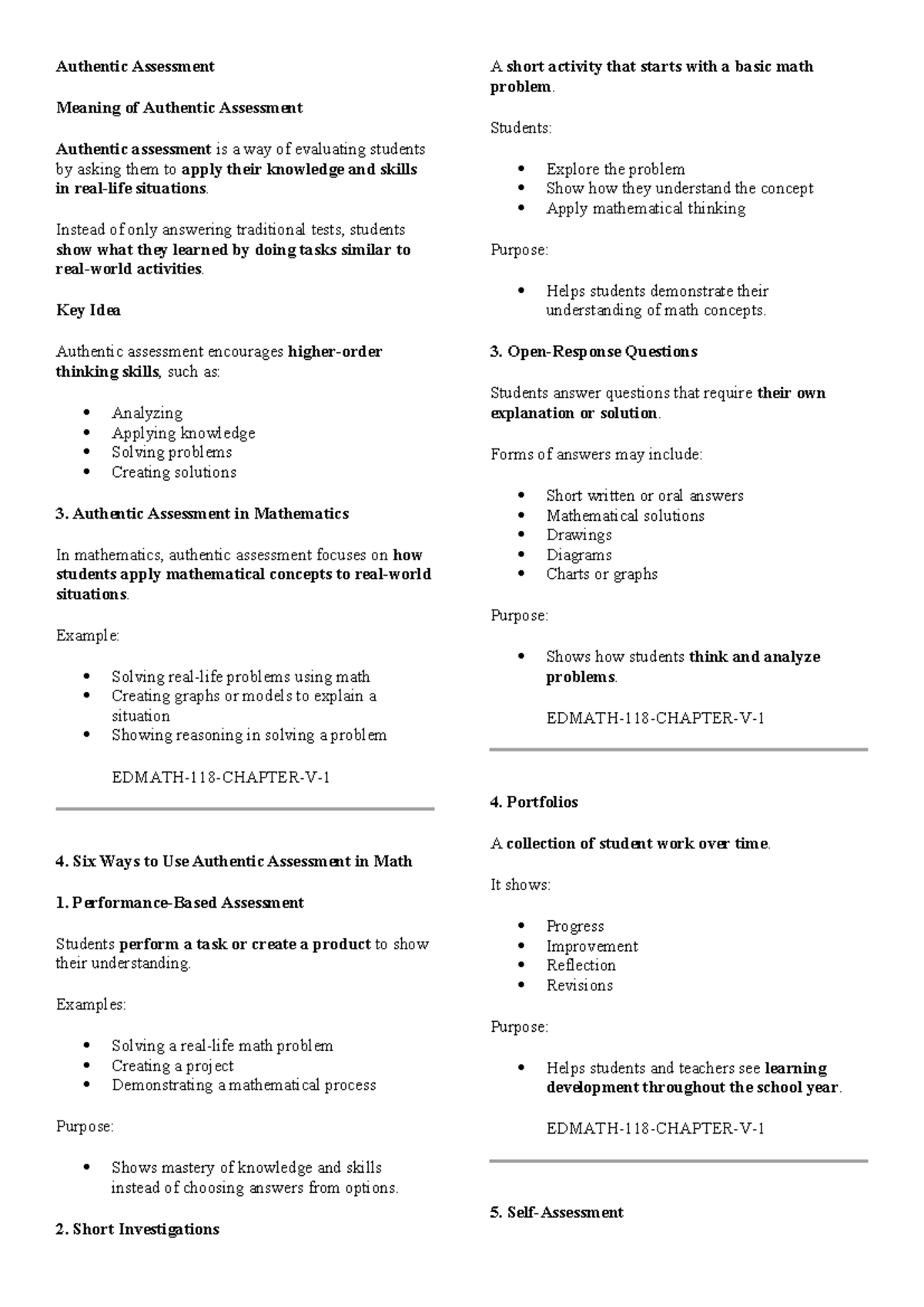 Authentic Assessment in Mathematics: Understanding and Application ...