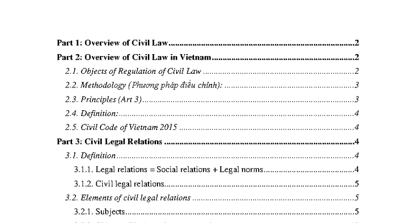 Civil Law Overview and Principles in Vietnam (Course Code: CL101) - Studocu