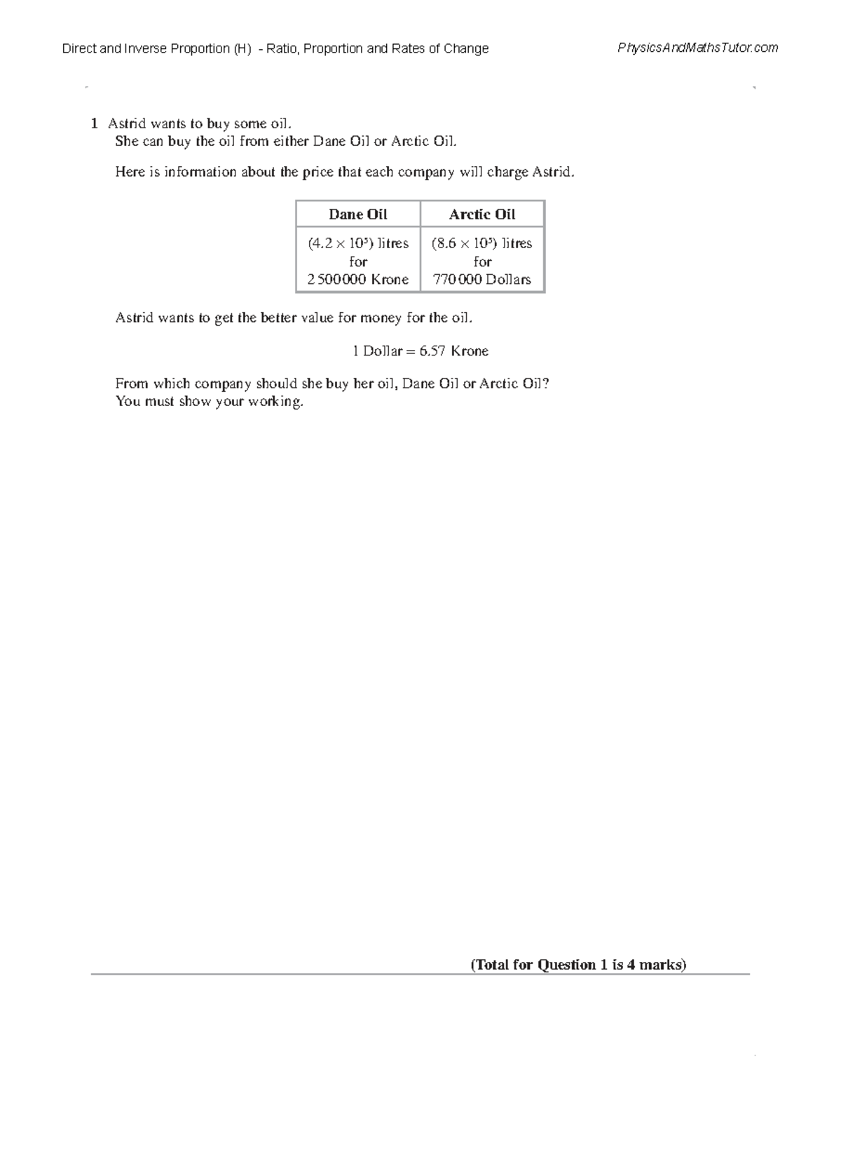 Direct and Inverse Proportion (H) Question Paper - Studocu