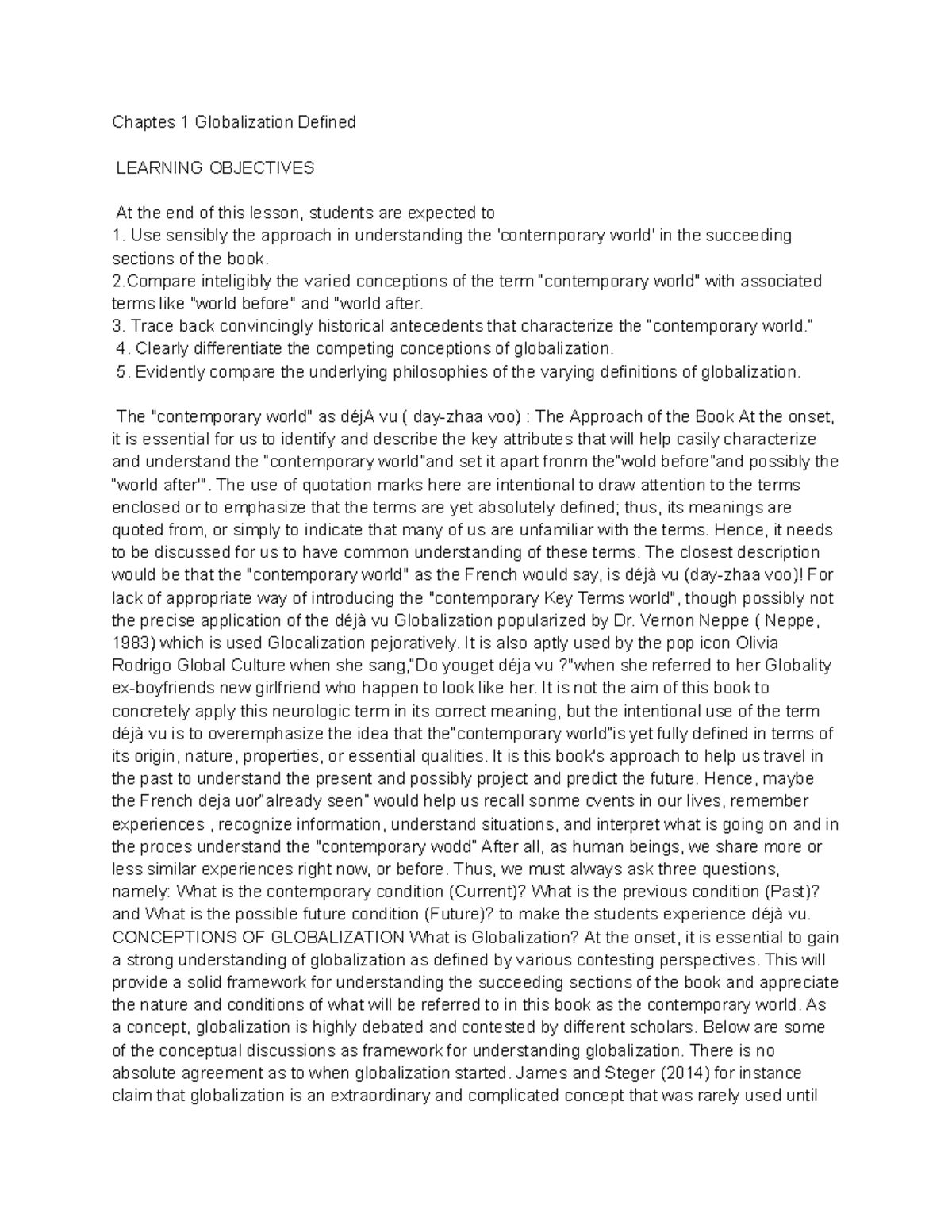 TCW 101: Chapter 1 - Understanding Globalization and Its Concepts - Studocu