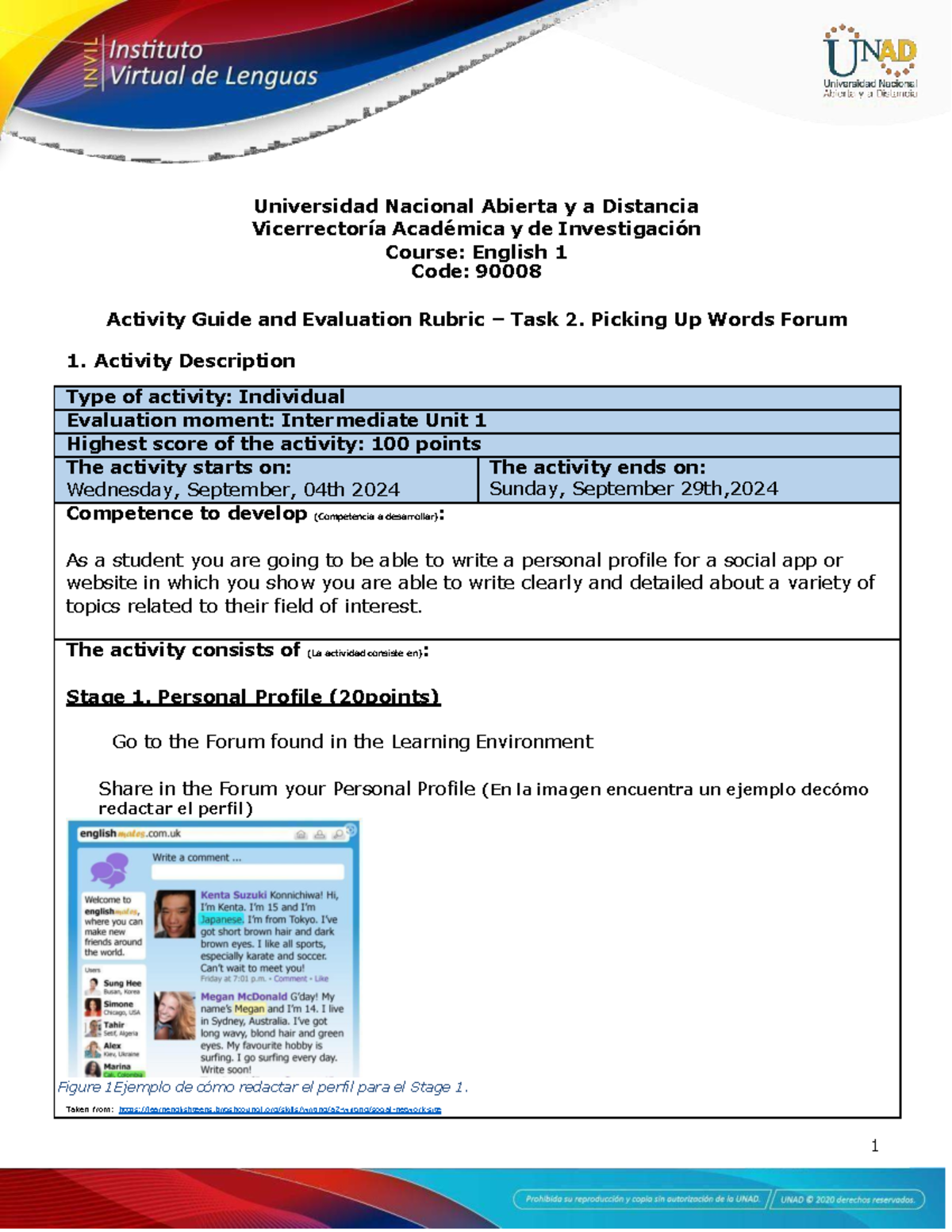 Activity Guide & Evaluation Rubric for English 1 (90008) - Task 2 - Studocu