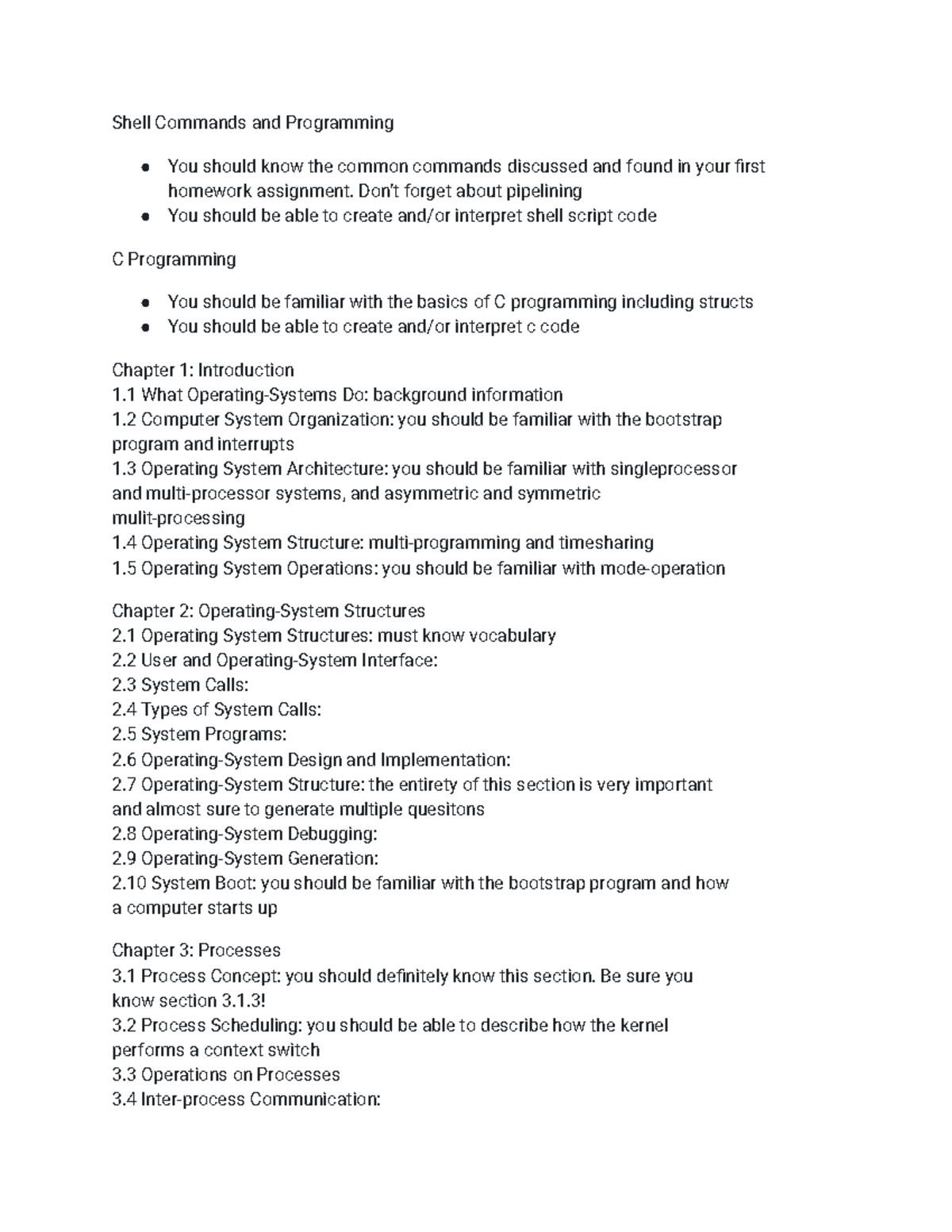 CSE 101: Study Guide for OS & C Programming Concepts - Studocu