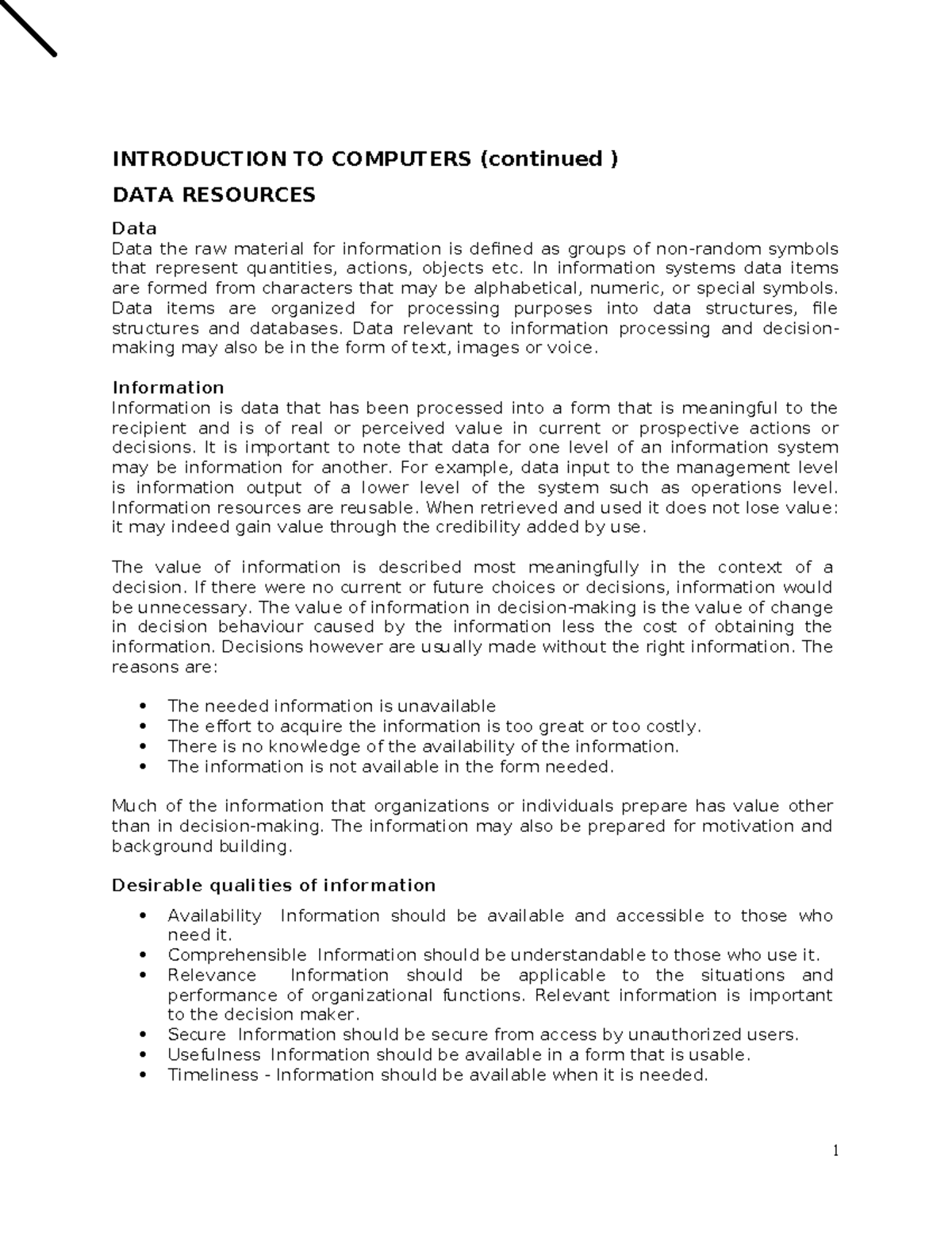 Management Information Systems 2 - INTRODUCTION TO COMPUTERS (continued ...