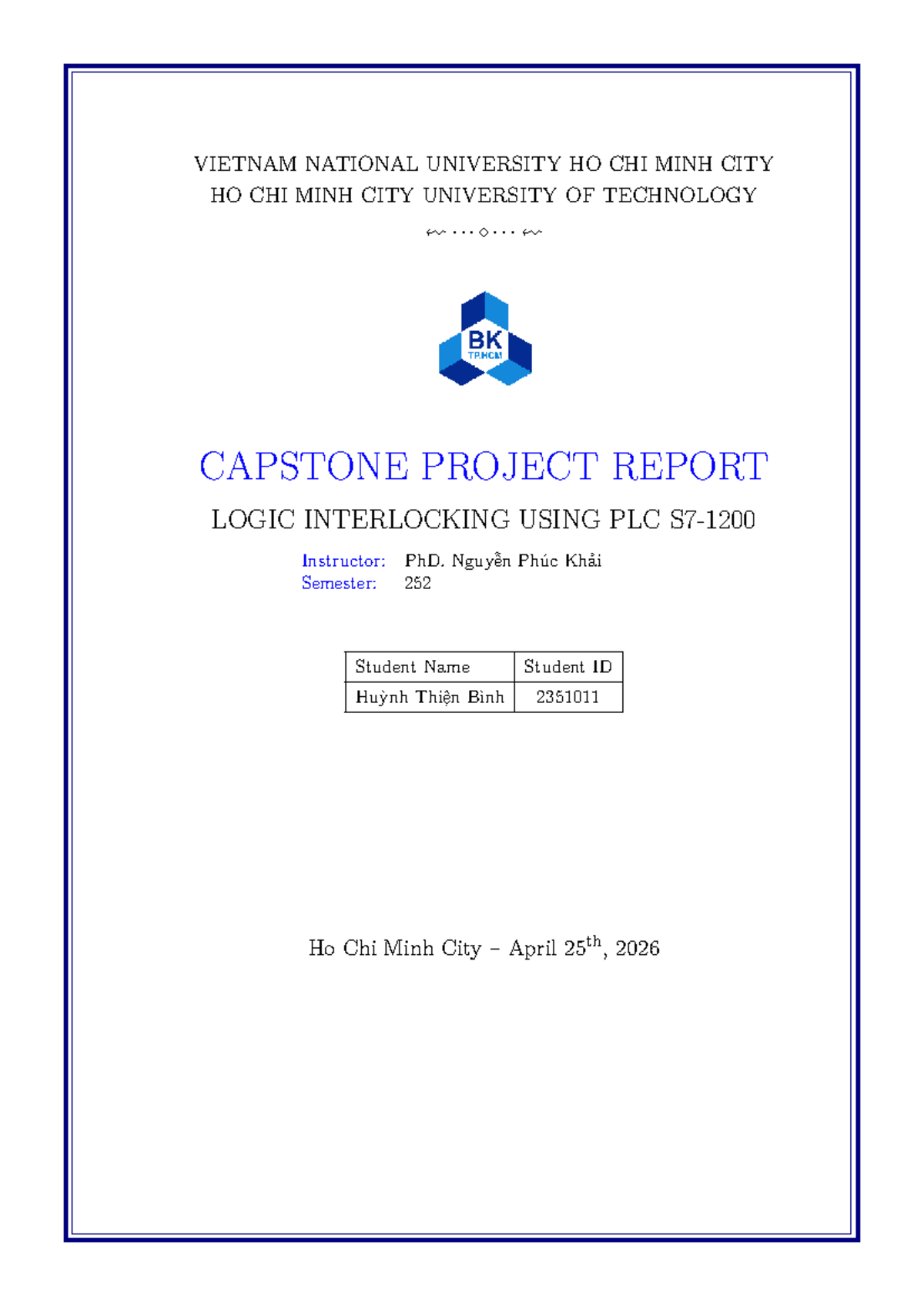 Capstone Project Report: Logic Interlocking Using PLC (ENGR 252) - Studocu