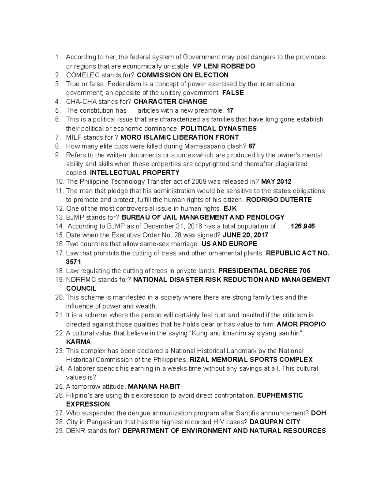 Final Exam Review - Questions & Answers for GOVT 101 - Studocu