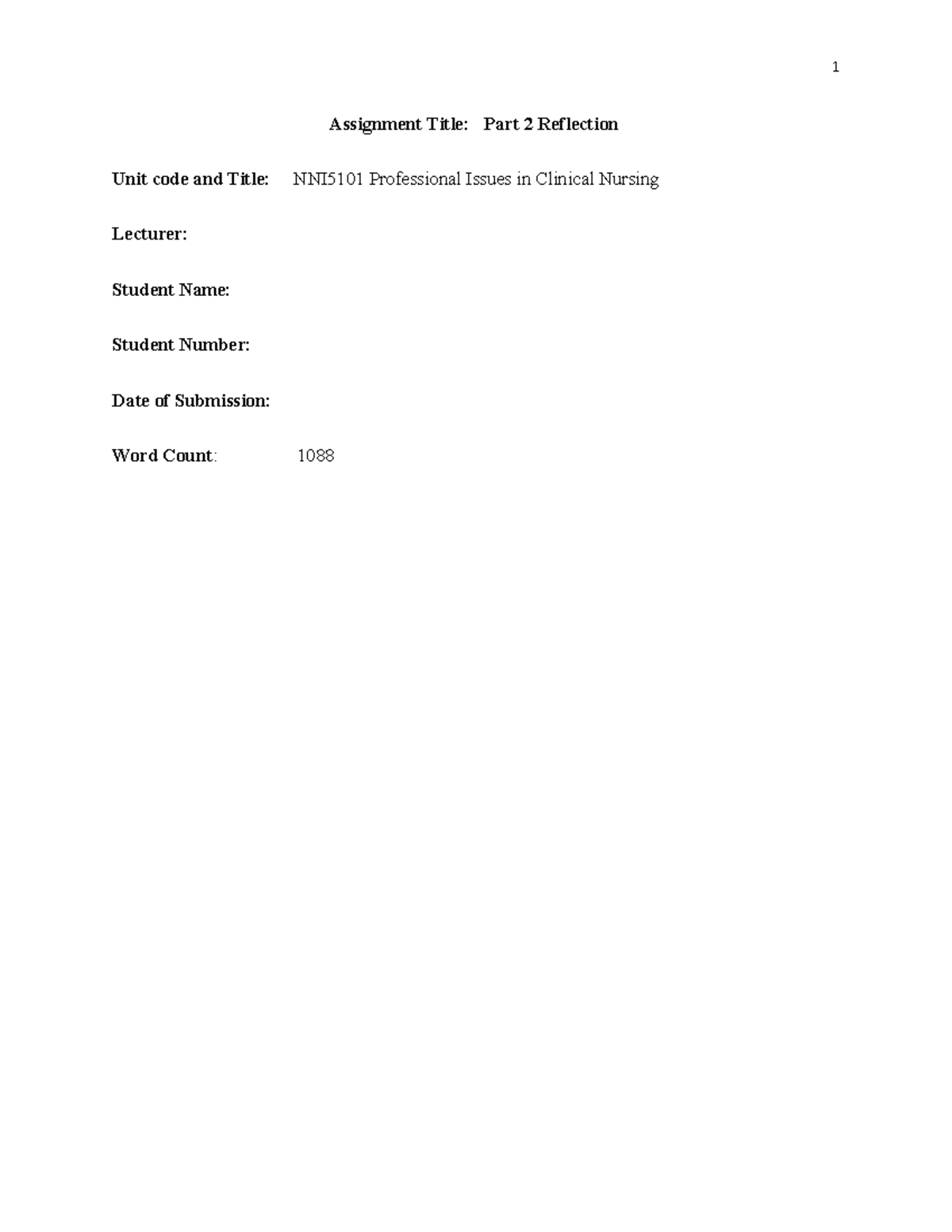 Assignment example - NUR1101 - ECU - Studocu