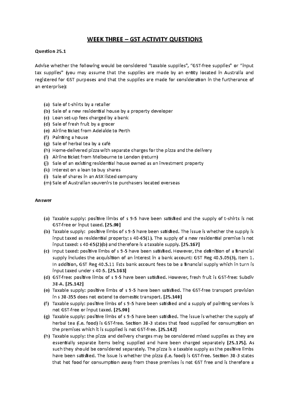 Week 3 GST Activity Answers and Solutions (ACT101) - Studocu