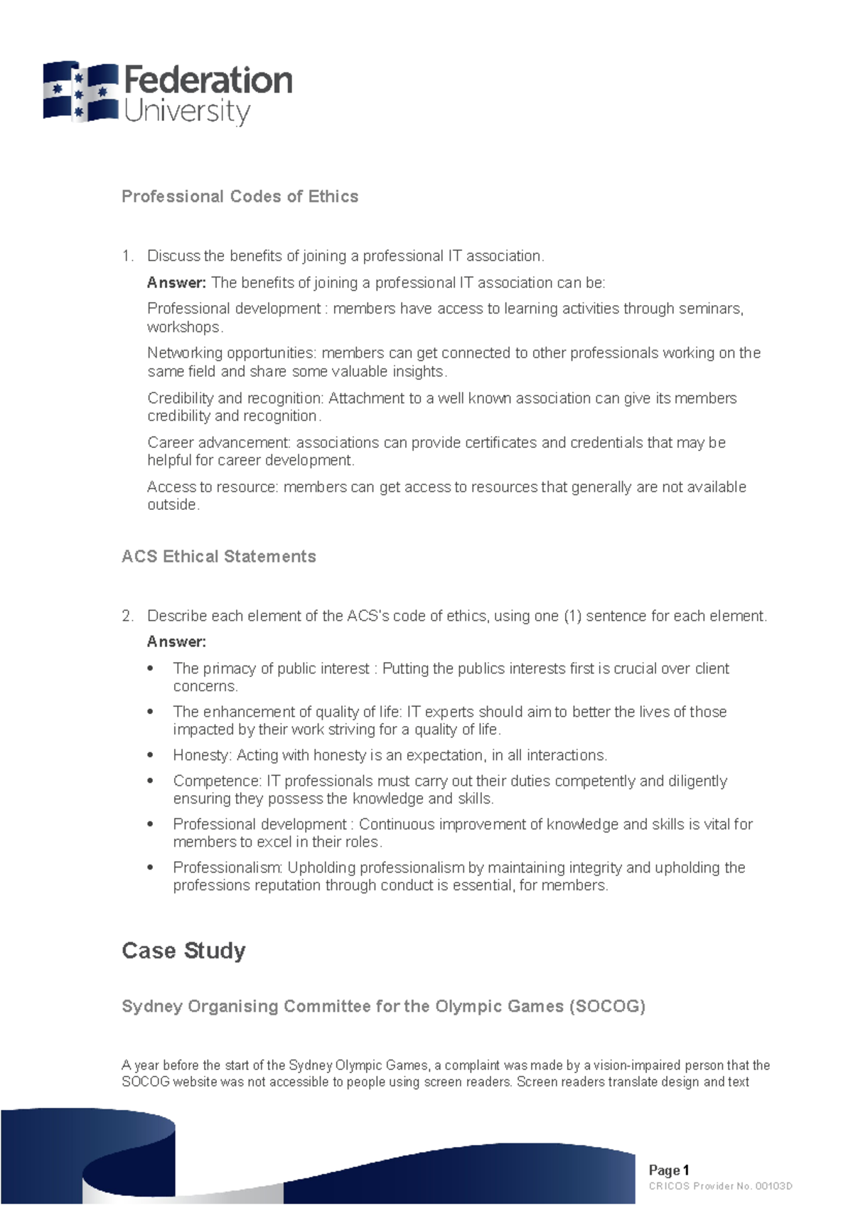 Itech 7400 03 Tutorial: Professional Ethics in IT Case Study Analysis ...