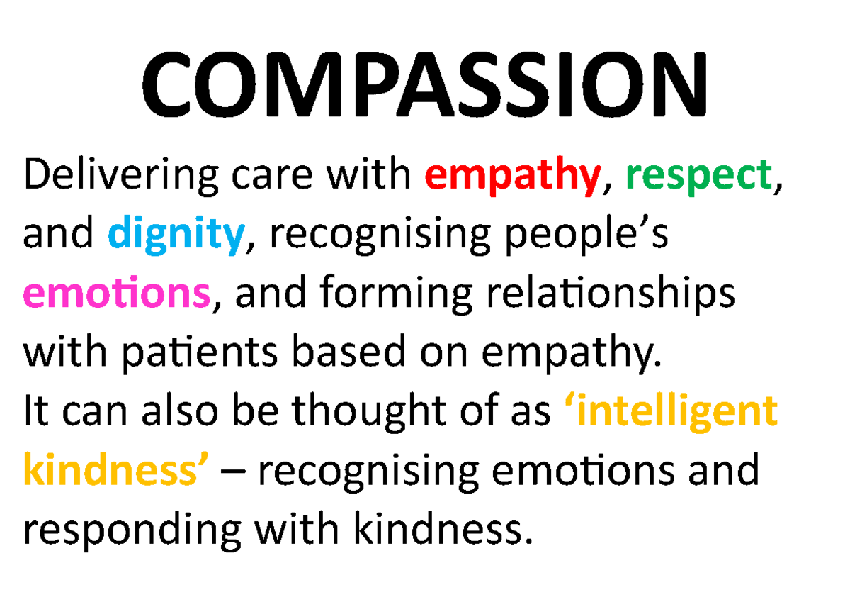 COMPASSION 6 Cs of Care: Empathy, Respect, and Communication - Studocu