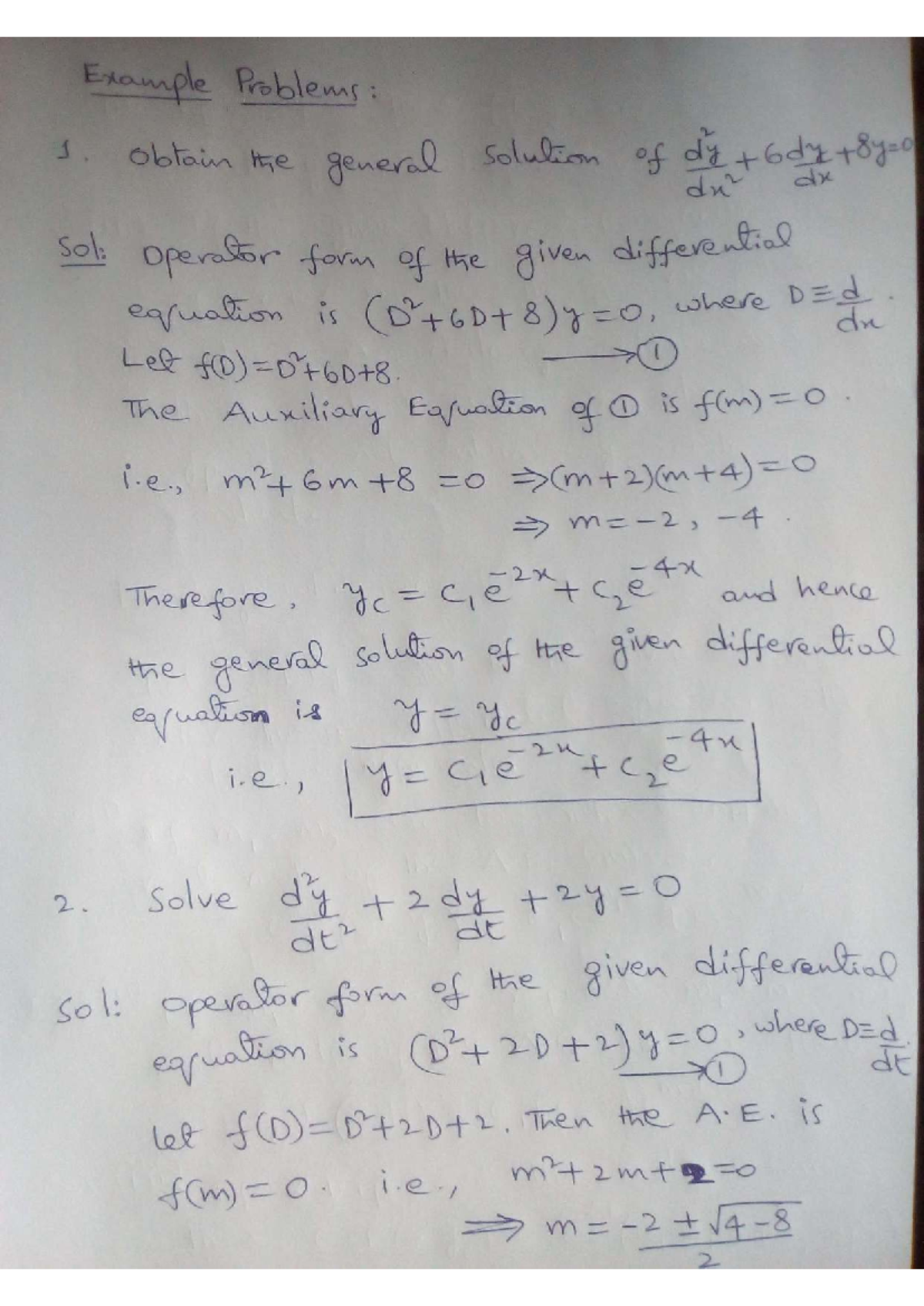 Mod 1 ODE Exercise: General Solutions of Differential Equations - Studocu