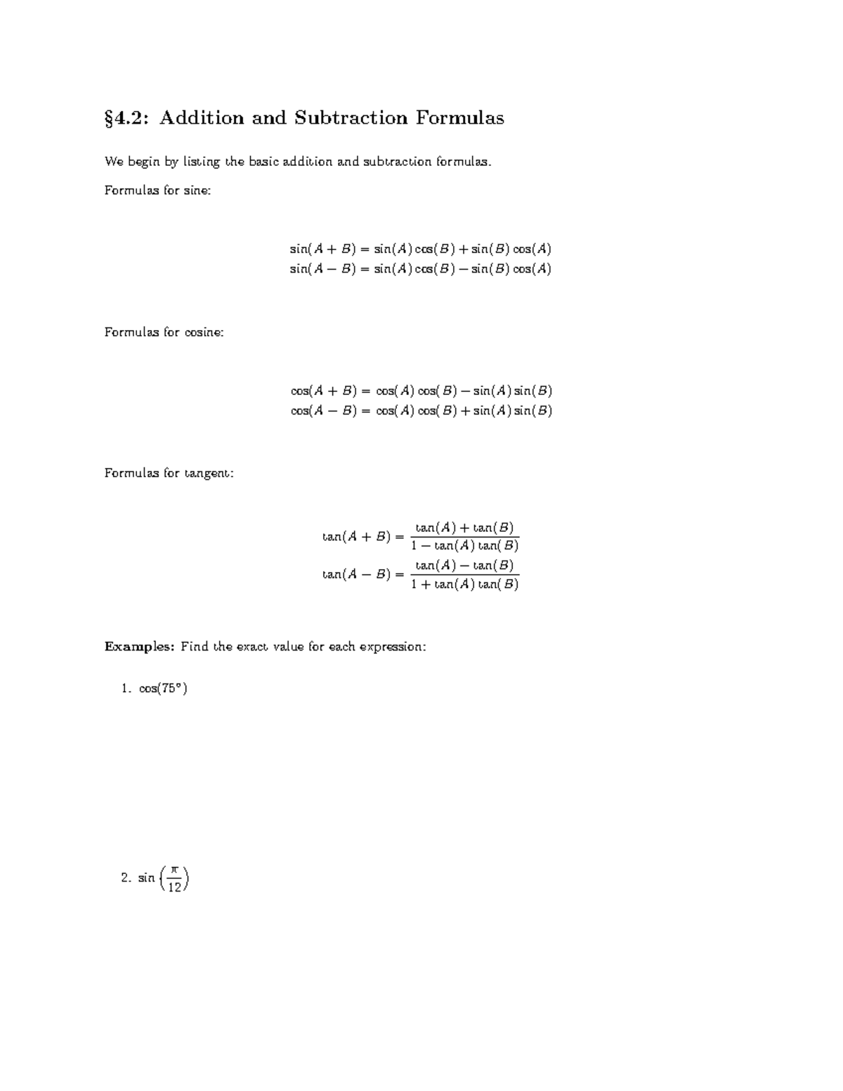 4.2 Summary - Lecture Notes for Exam 3 on Addition & Subtraction ...