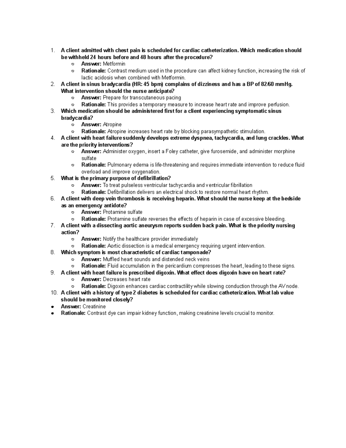 Cardiac Nursing Interventions & Medications: Key Questions & Answers ...