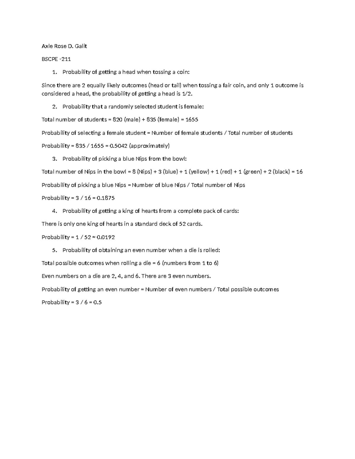 BSCPE 02 Activity 1 (Homework): Introduction to Probability Concepts ...