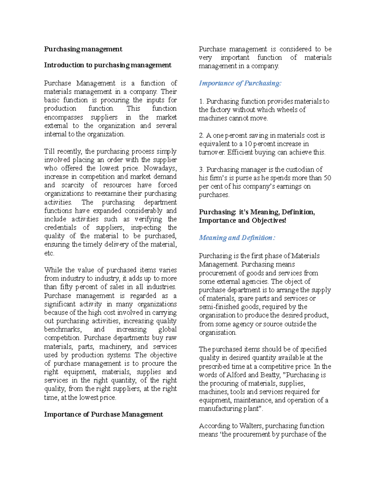 Purchasing Management: Importance, Objectives, and Organizational ...