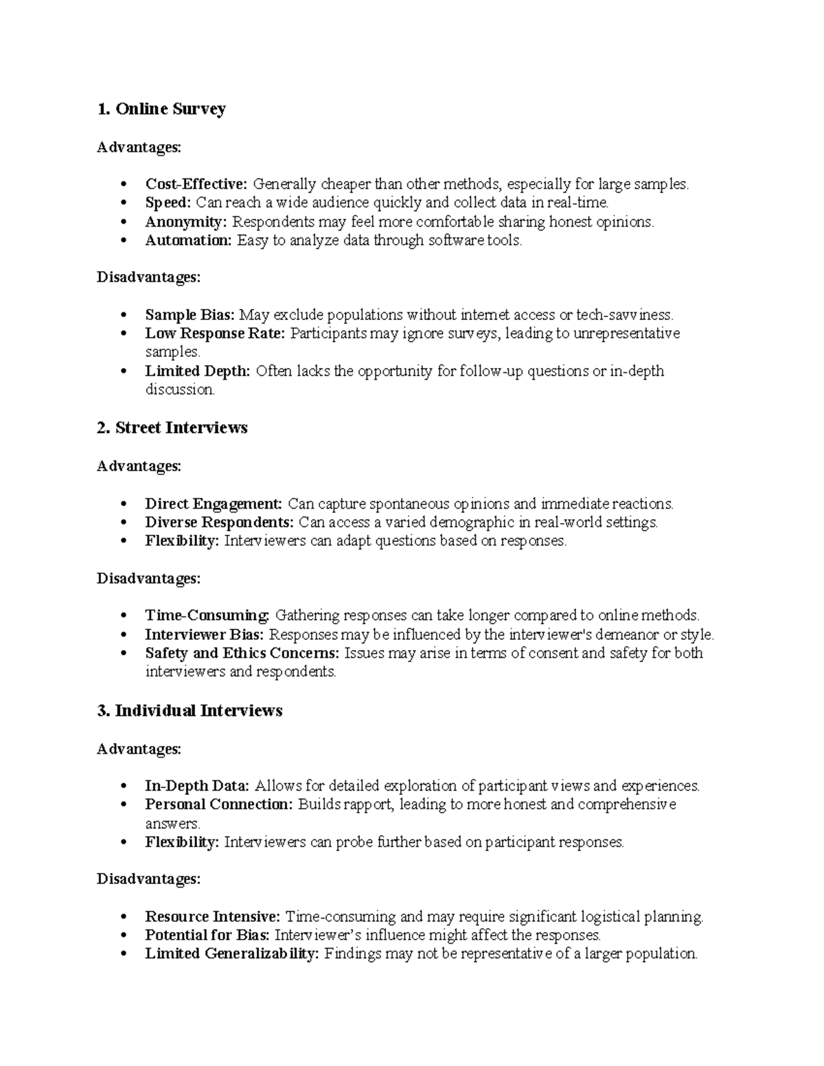 Research Methods Comparison: Online Surveys vs. Interviews - Studocu