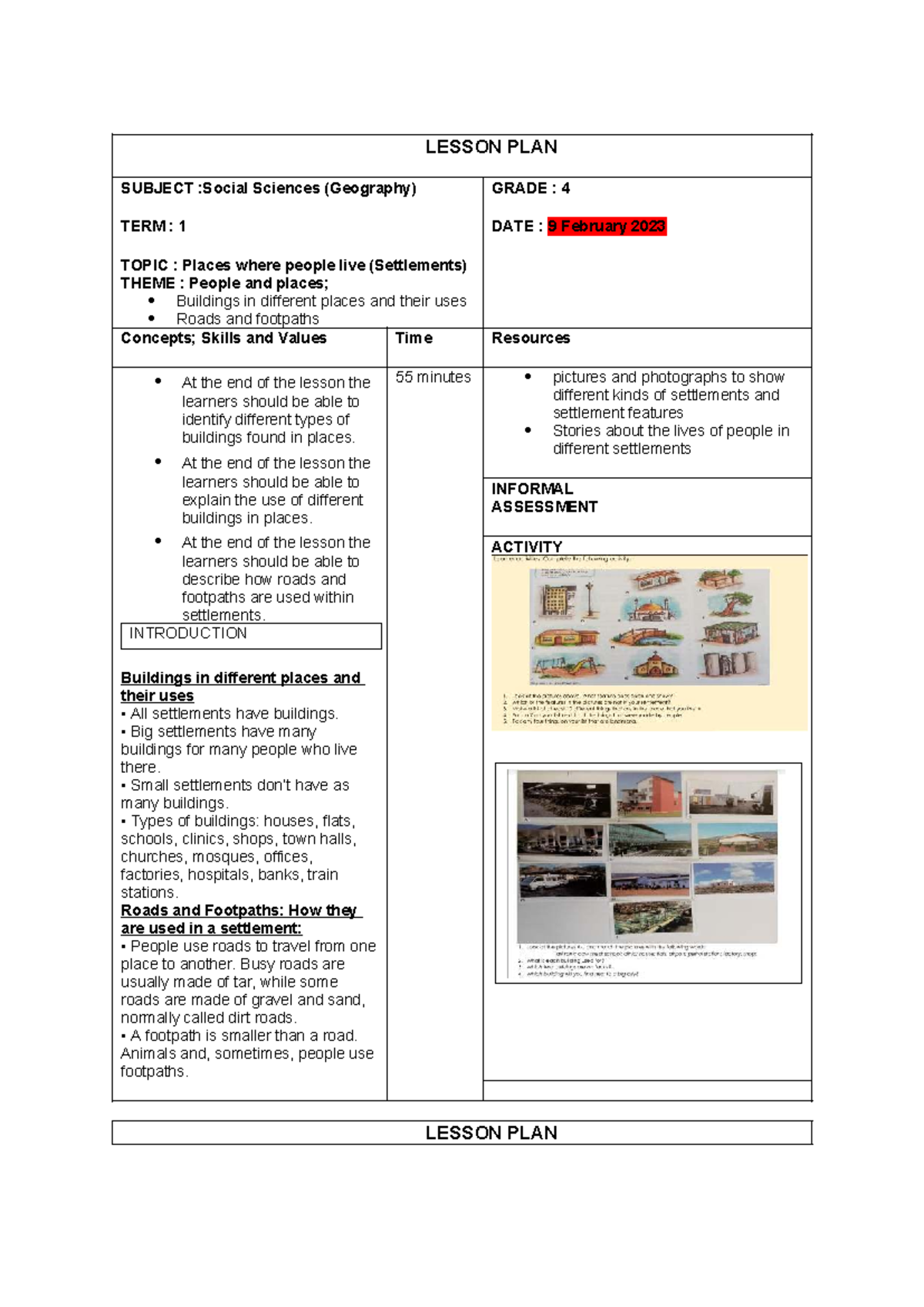 Social Sciences Lesson Plan: Grade 4 Geography Term 1 - Studocu