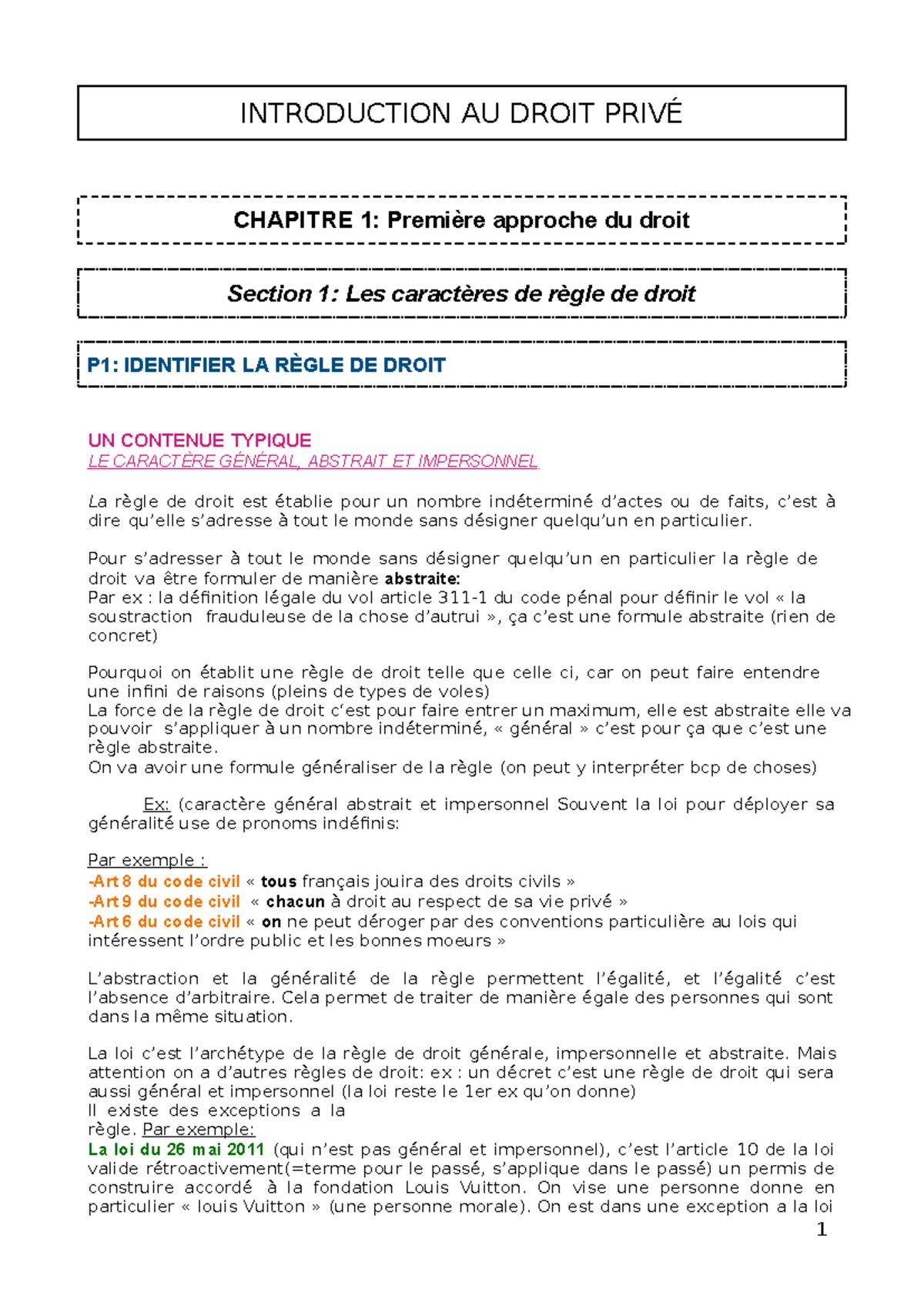 Introduction au droit privé - Caractères et Nature des Règles S1 CM ...