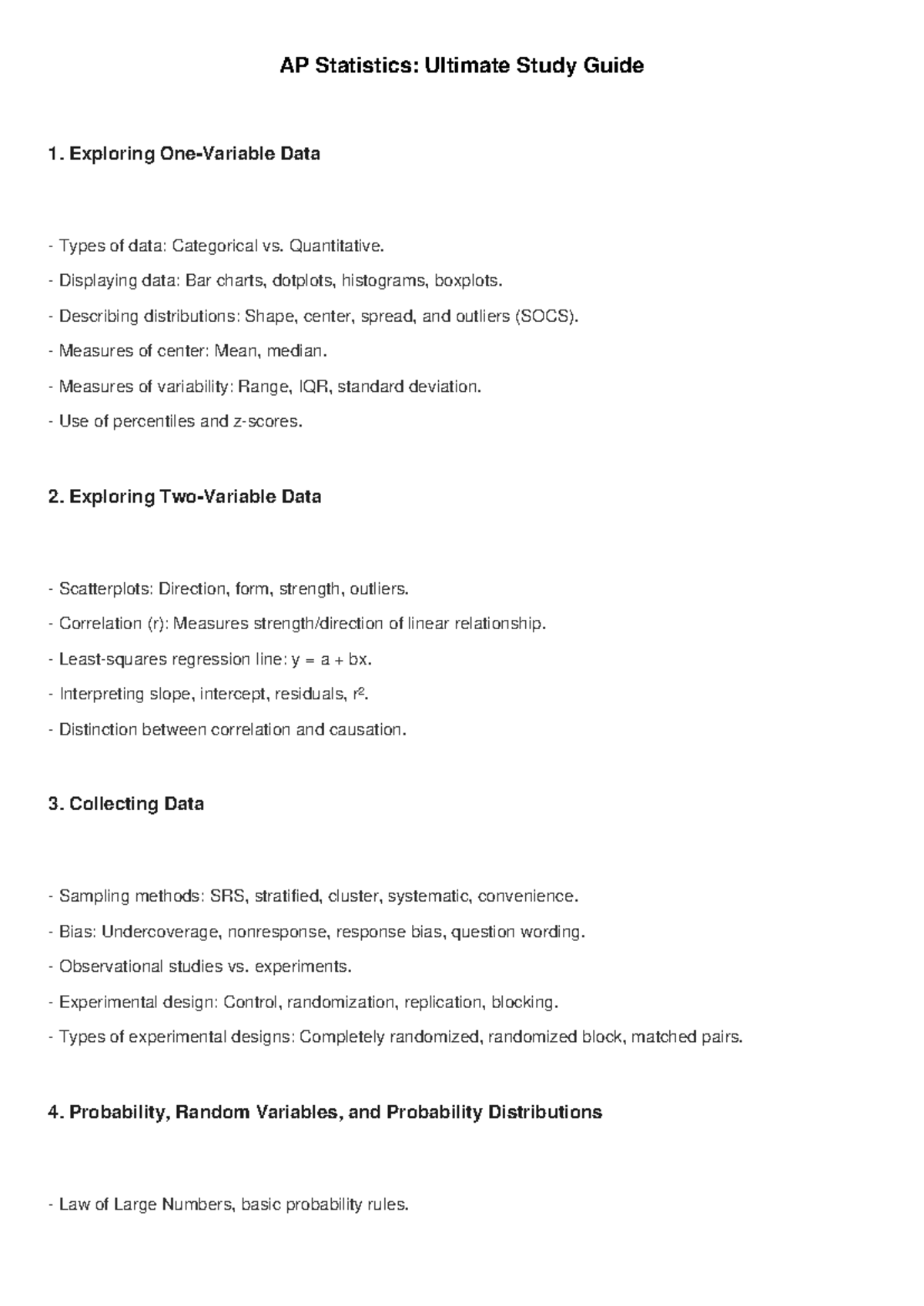 AP Statistics: Comprehensive Study Guide on Data Exploration ...