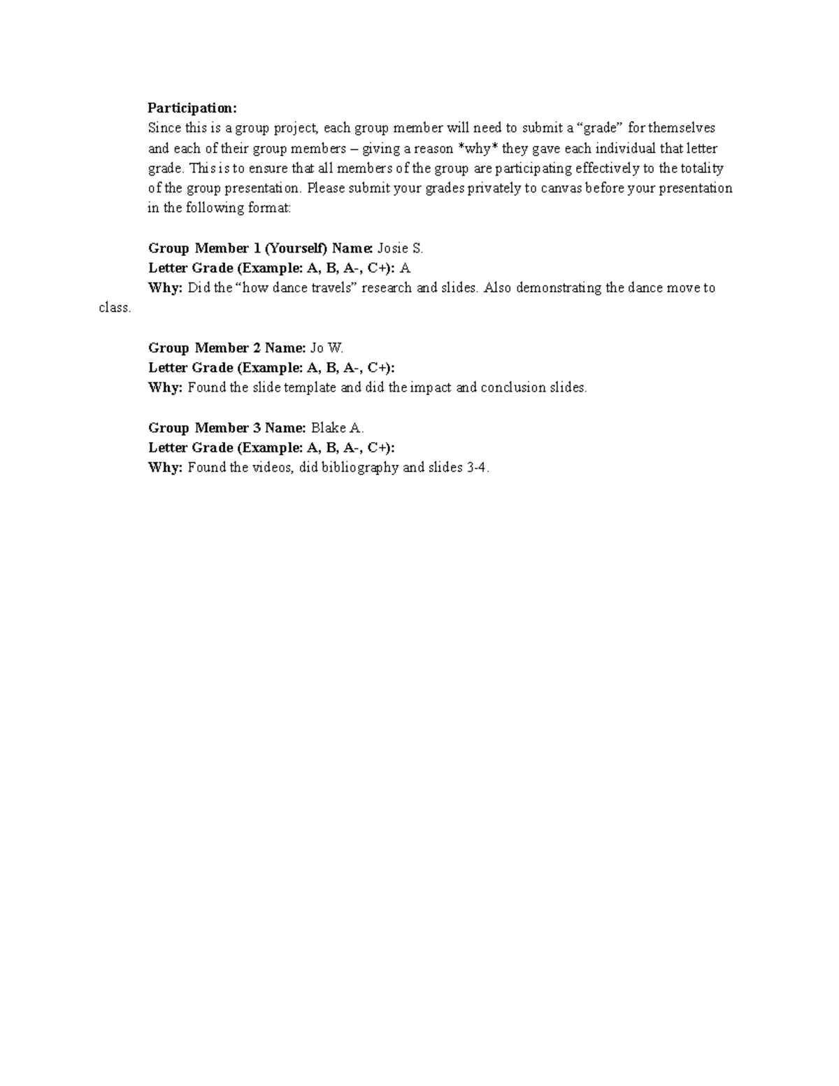 Participation Grading Guidelines for Group Project - Studocu