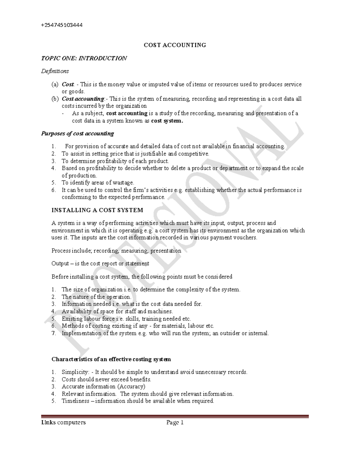 Cost Accounting Overview and Practices: BCA 221 Notes - Studocu