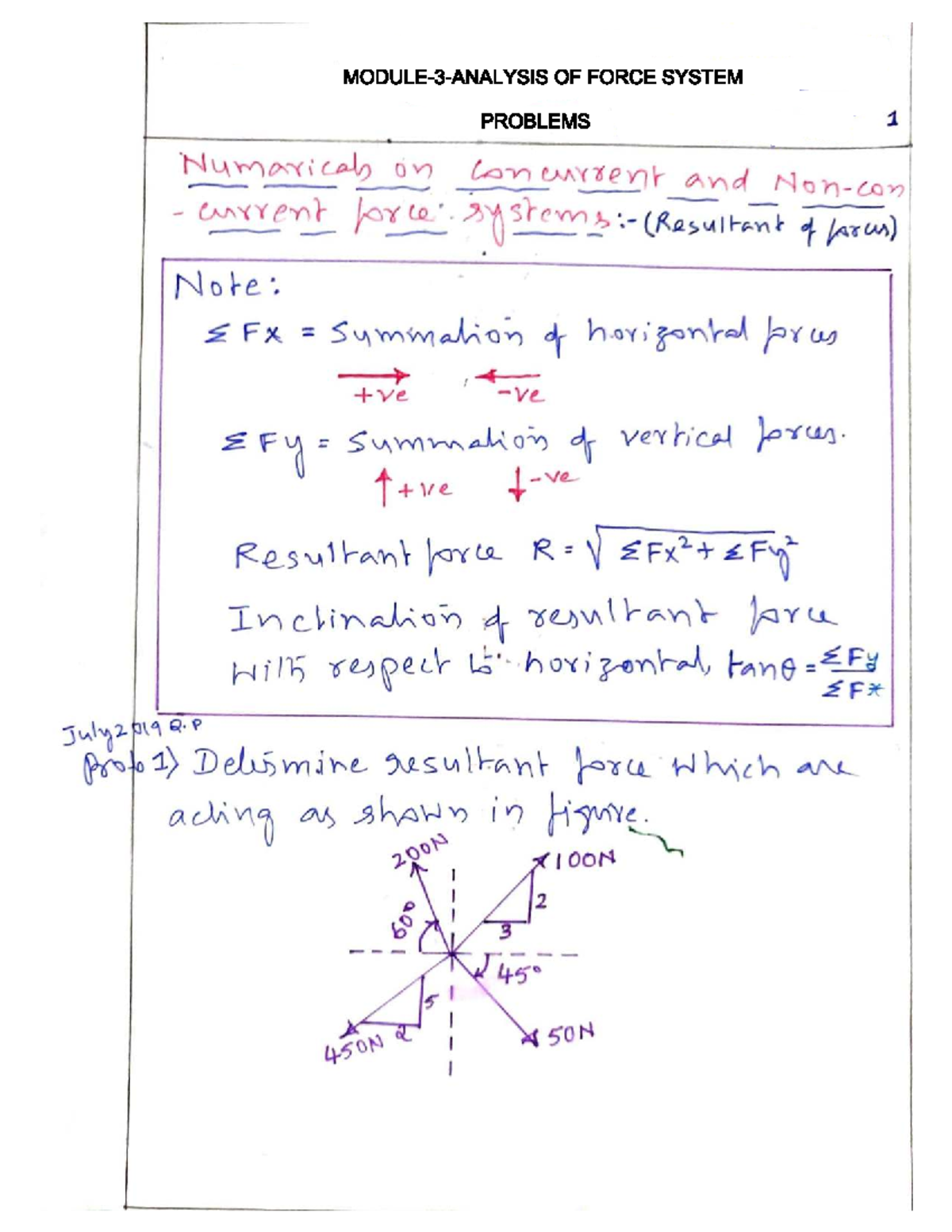 BESCK204A M-3 - Module 3: Force System Problems and Solutions - Studocu