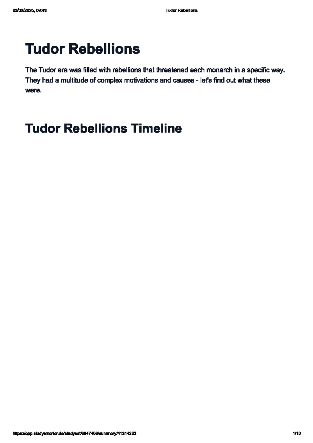 Tudor Rebellions Faced by Henry VII: Causes and Impacts - Studocu