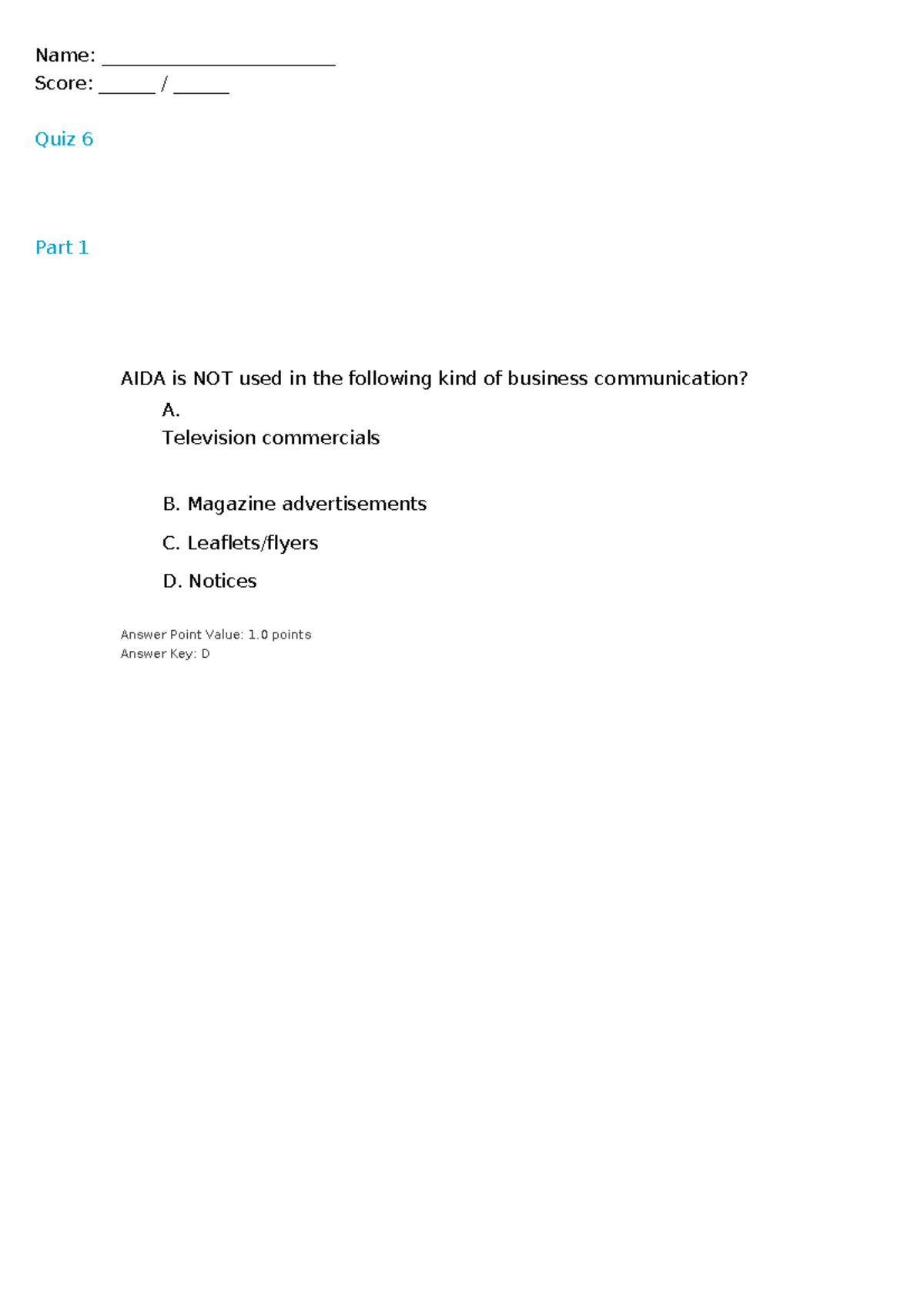 Quiz 6 Feedback: Business Communication Strategies (5 June 2023) - Studocu