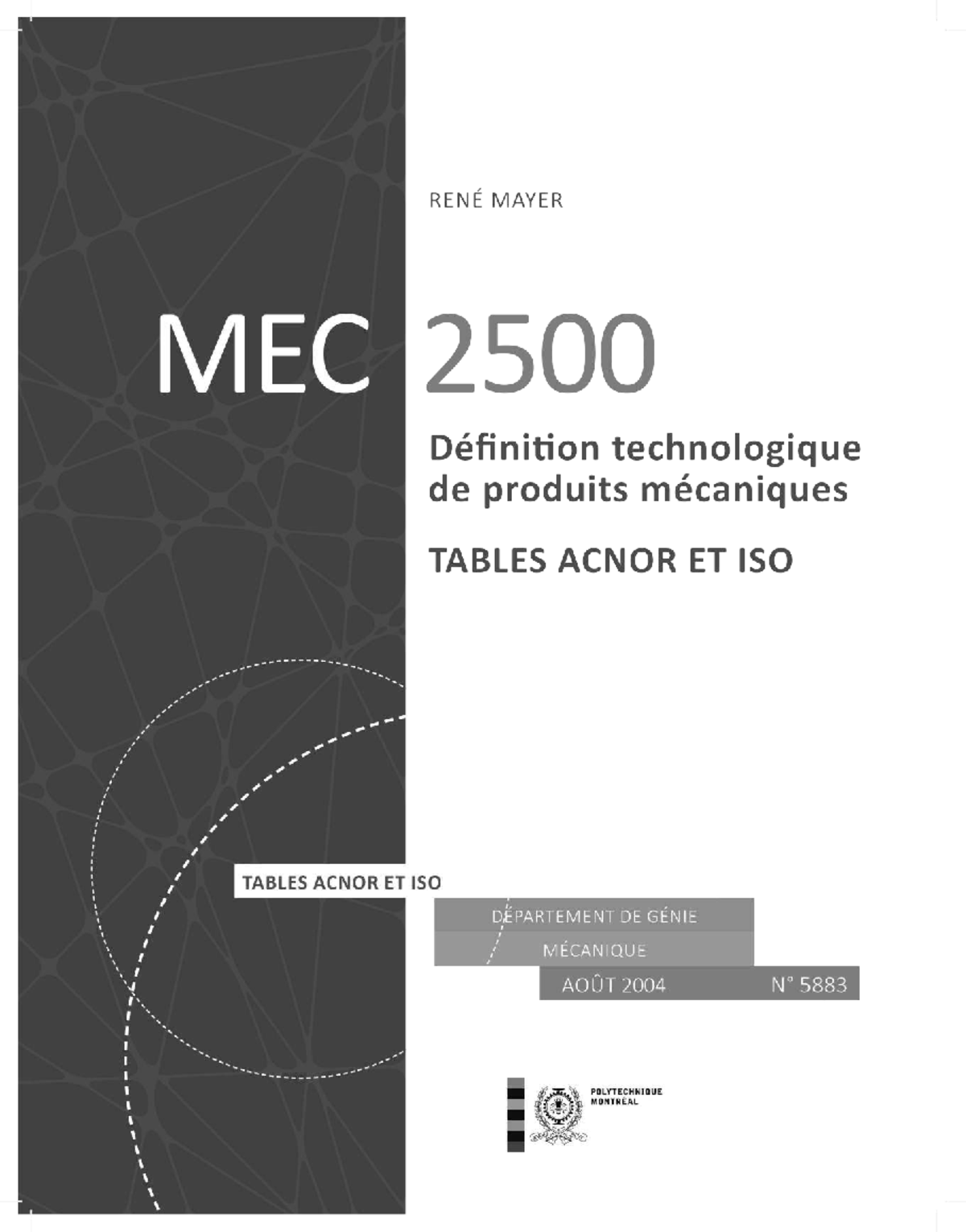 MEC2500 Définition technologique de produits mécaniques - Tables Acnor ...