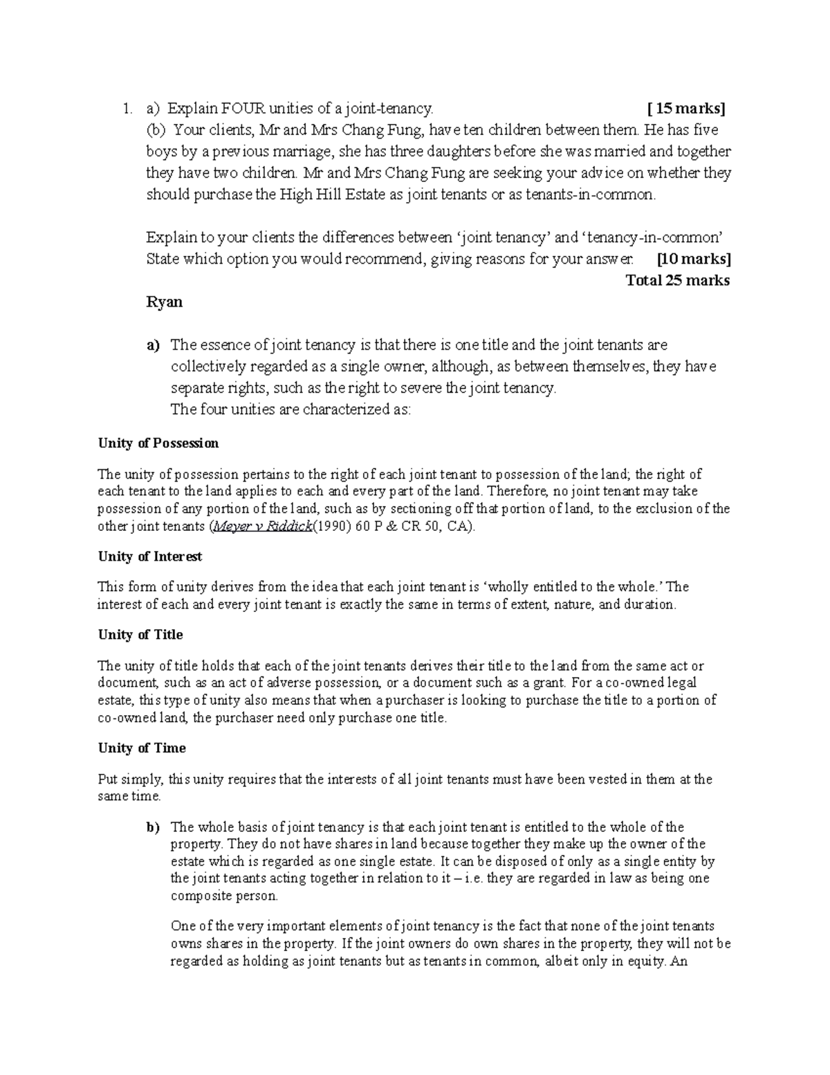 Property Law Essay Notes: Co-Ownership & Joint Tenancy vs Tenancy-in ...