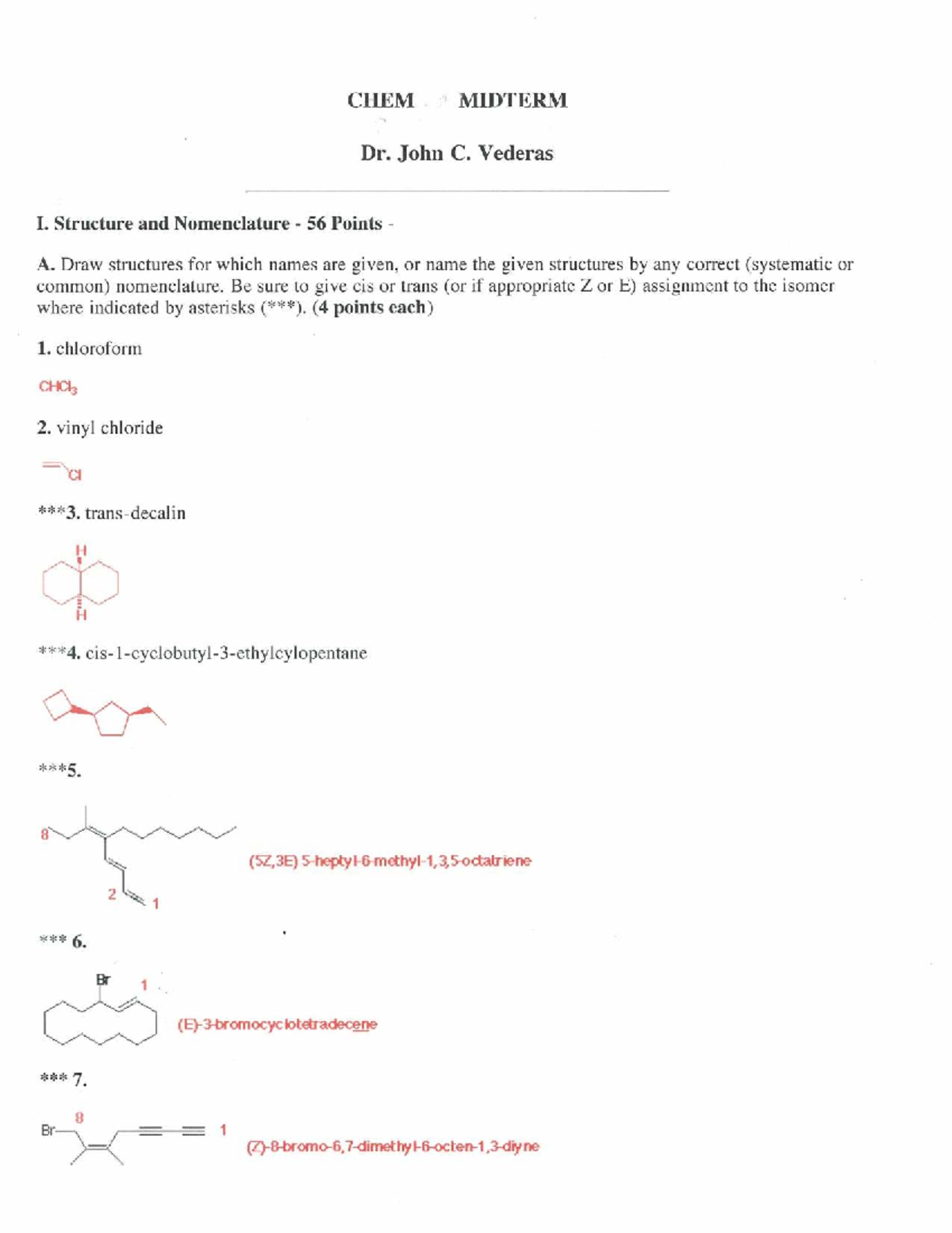 Chem X 6X Midterm 2 - Practice Exam on Isomers and Reactions - Studocu