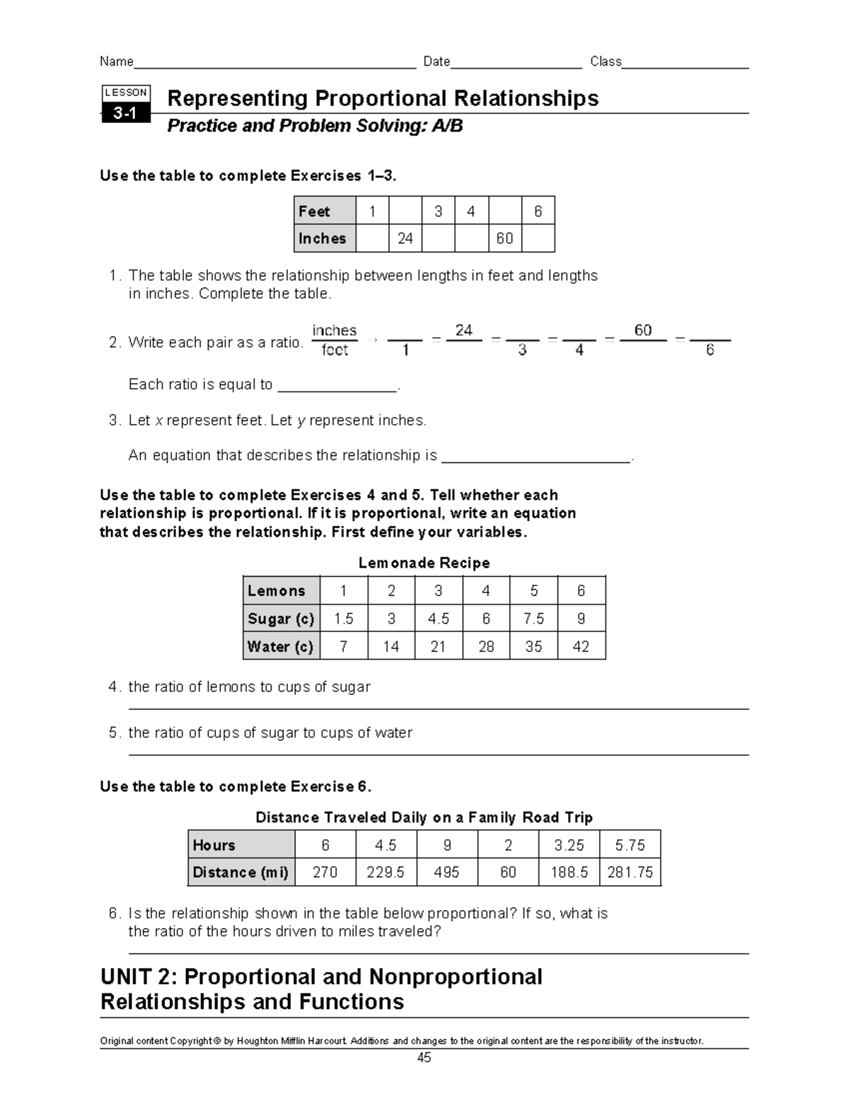 G8 Lesson U2M03L1: Proportional Relationships Practice & Problems - Studocu